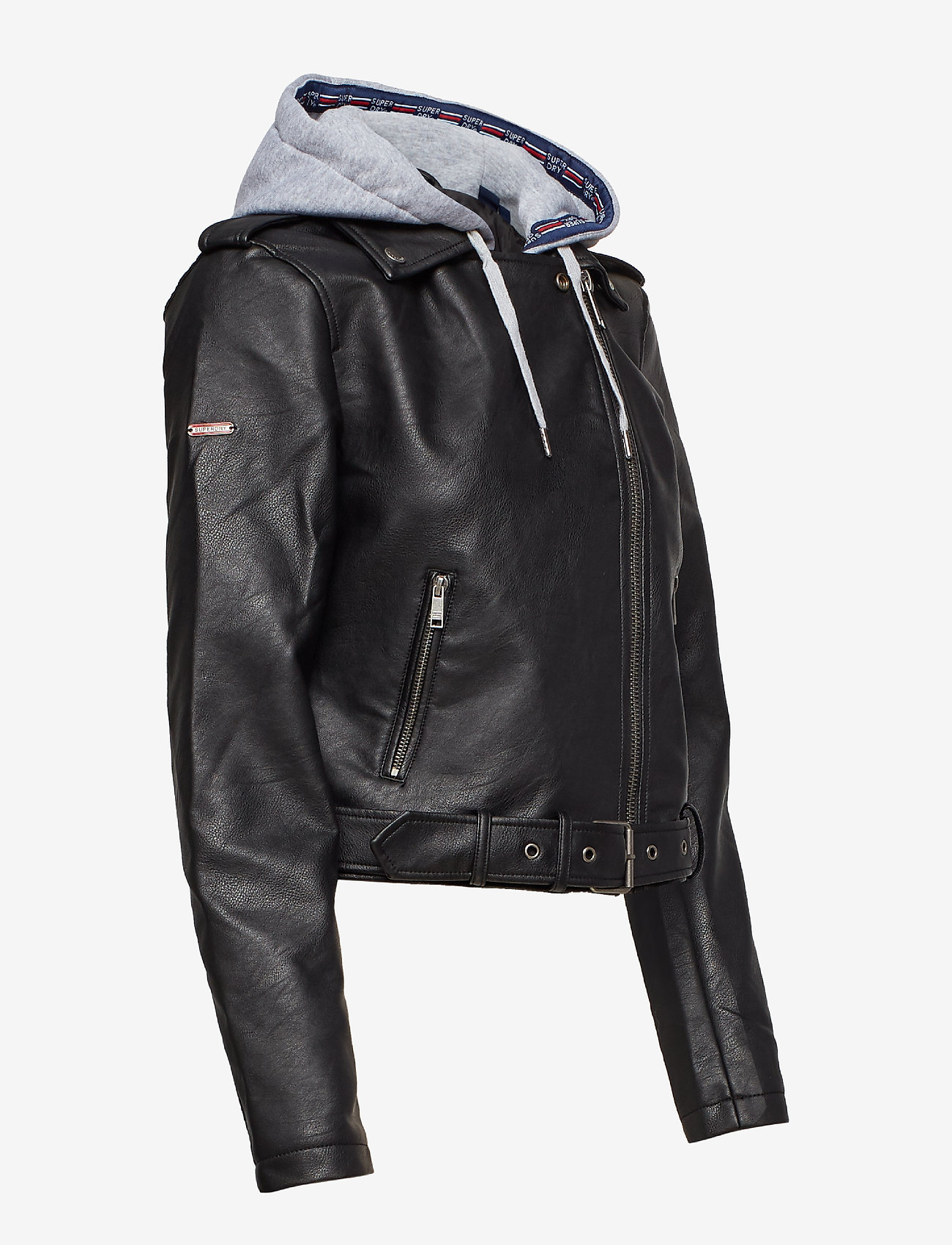 Superdry - PU HOODED BIKER - black - 4