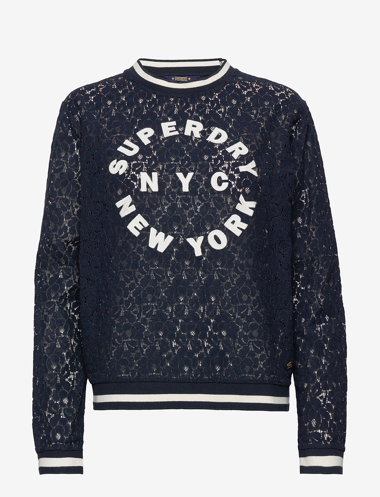 Superdry - LACE TIPPED RIB TOP - eclipse navy - 0