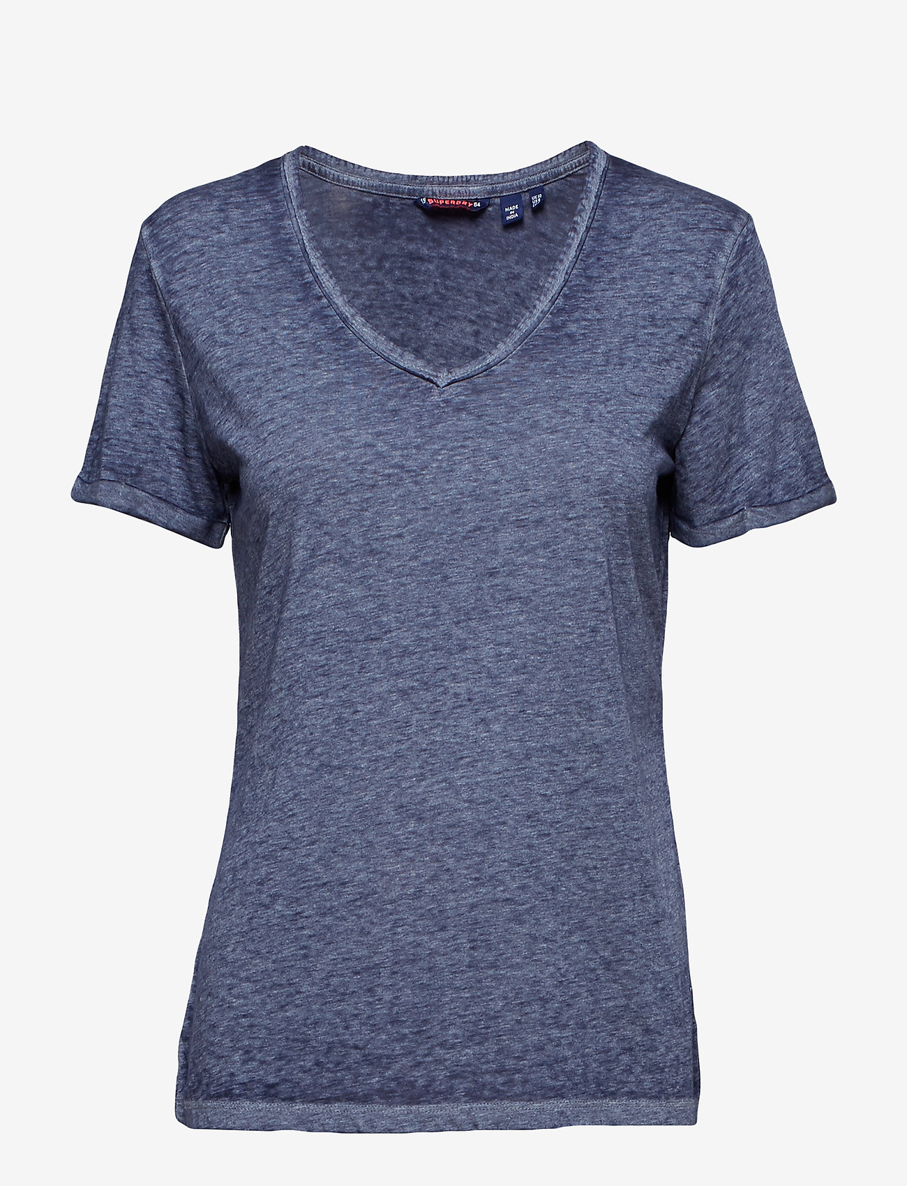 Superdry - BURNOUT VEE TEE - dark pebble grey - 0