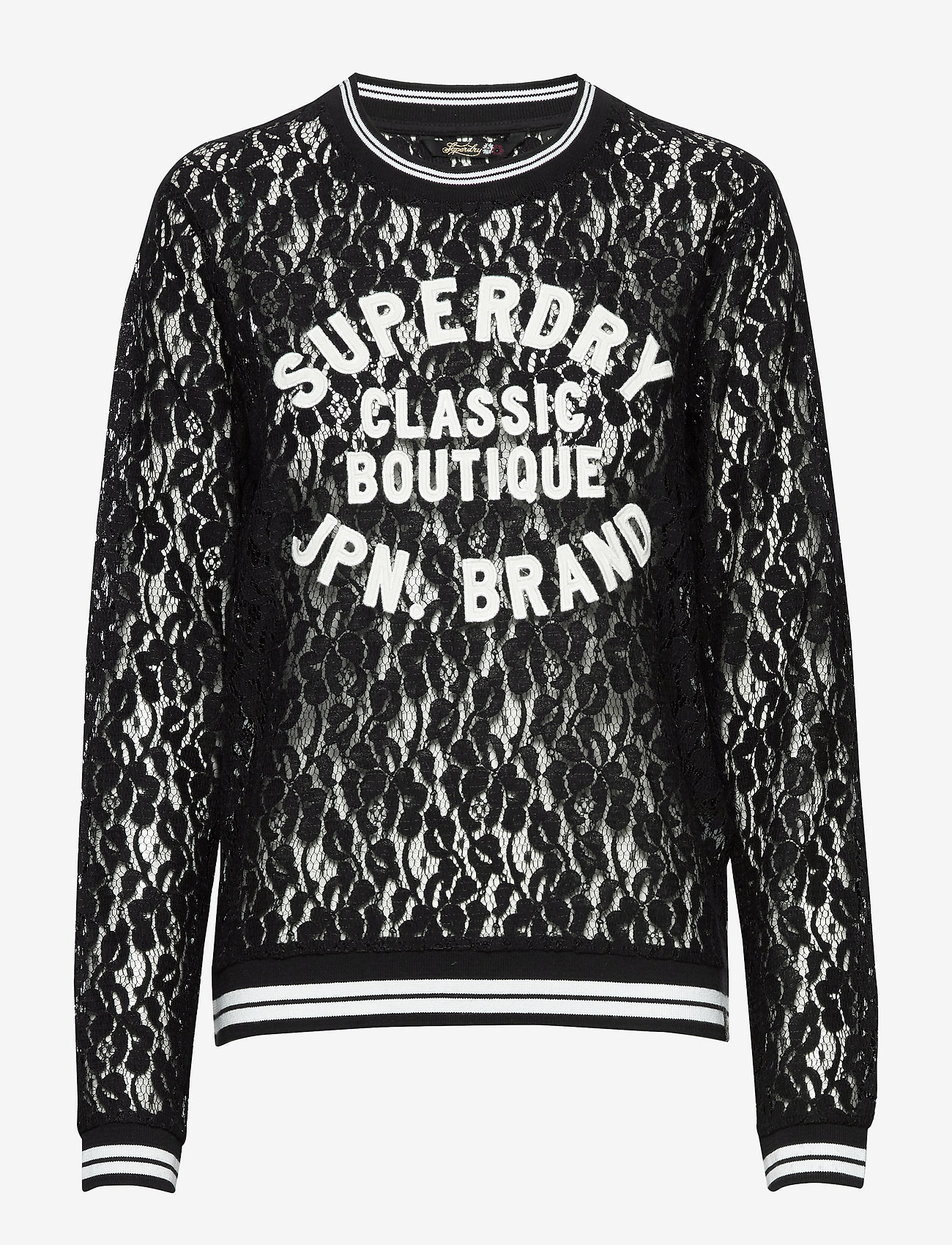 Superdry - LACE TIPPED APPLIQUE TOP - black - 0