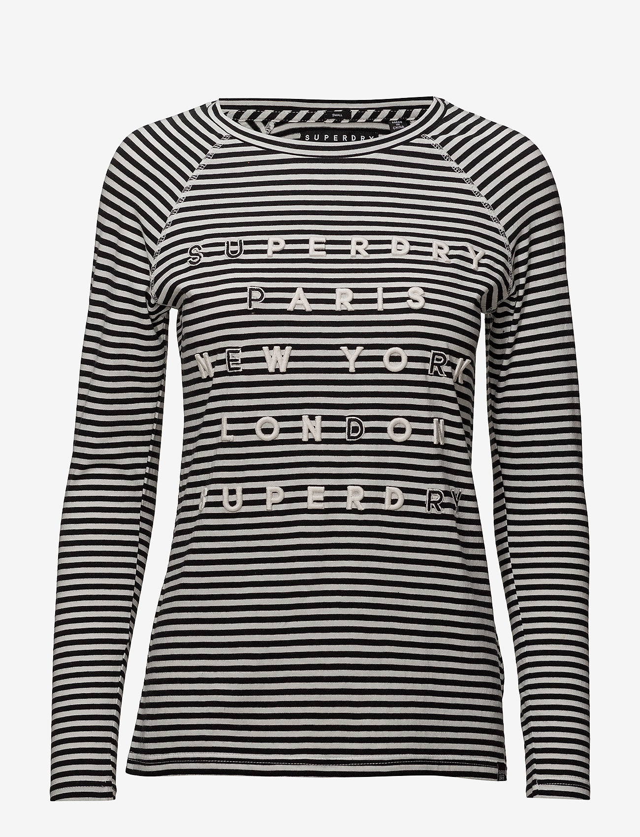 Superdry - APPLIQUE RAGLAN TOP - black stripe - 0