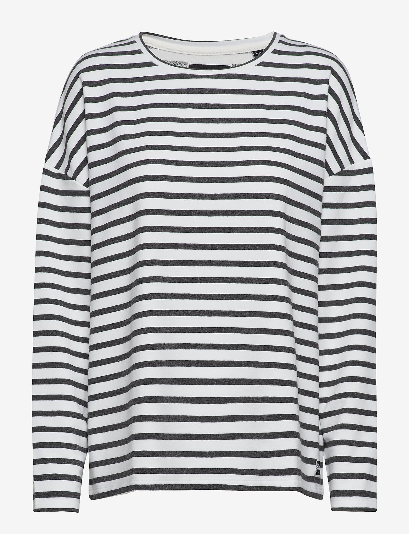 Superdry - ASHBY STRIPE LONG SLEEVE TOP - charcoal marl/chlak stripe - 0