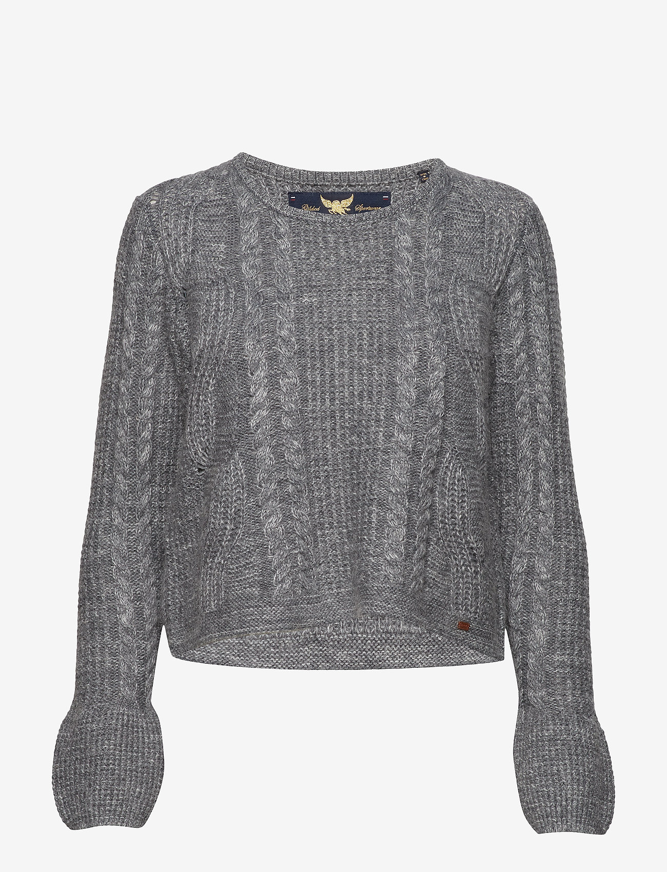 Superdry - BELL SLEEVE MOHAIR CABLE KNIT - mid grey marl - 0