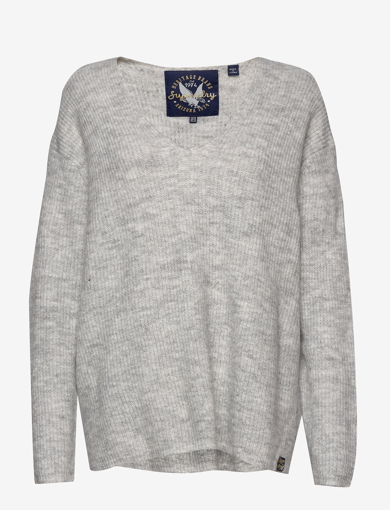 PEYTON RIBBED VEE JUMPER - SLATE GREY