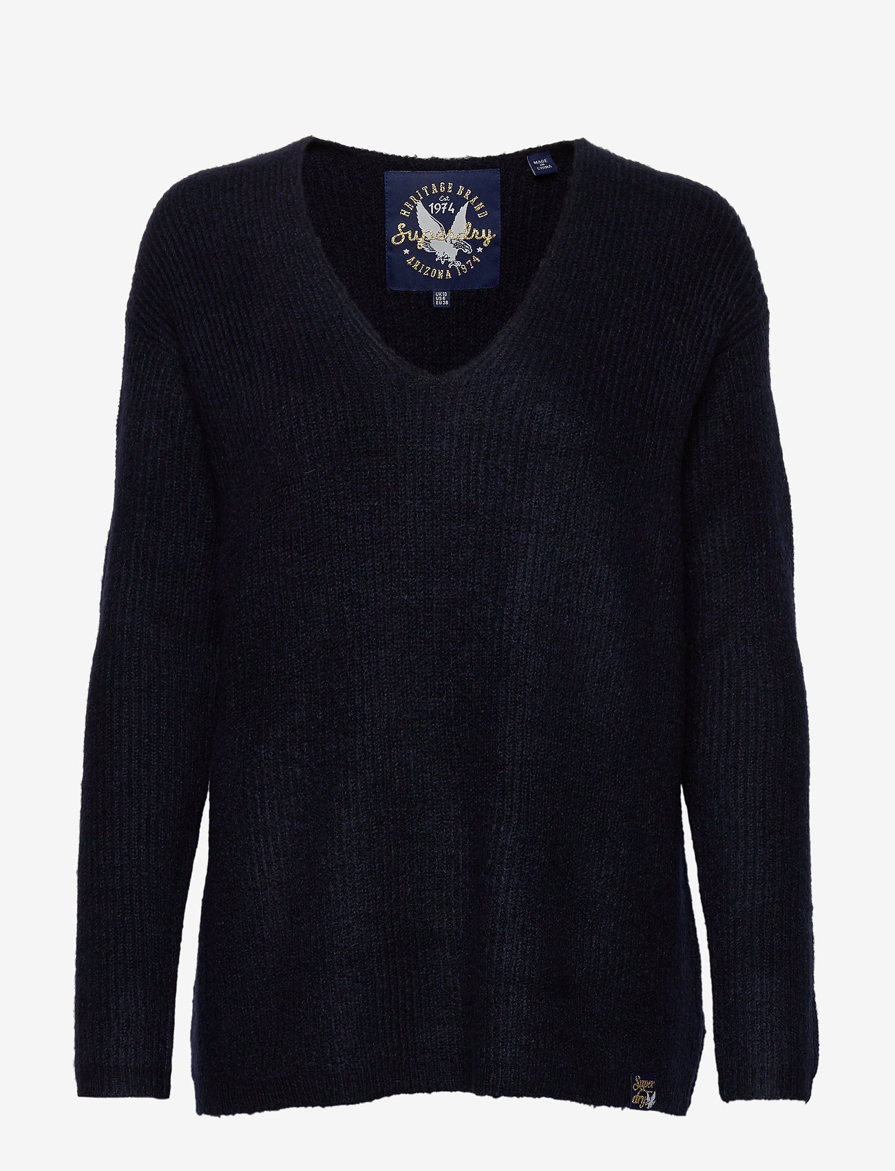 Superdry - PEYTON RIBBED VEE JUMPER - soft navy - 0