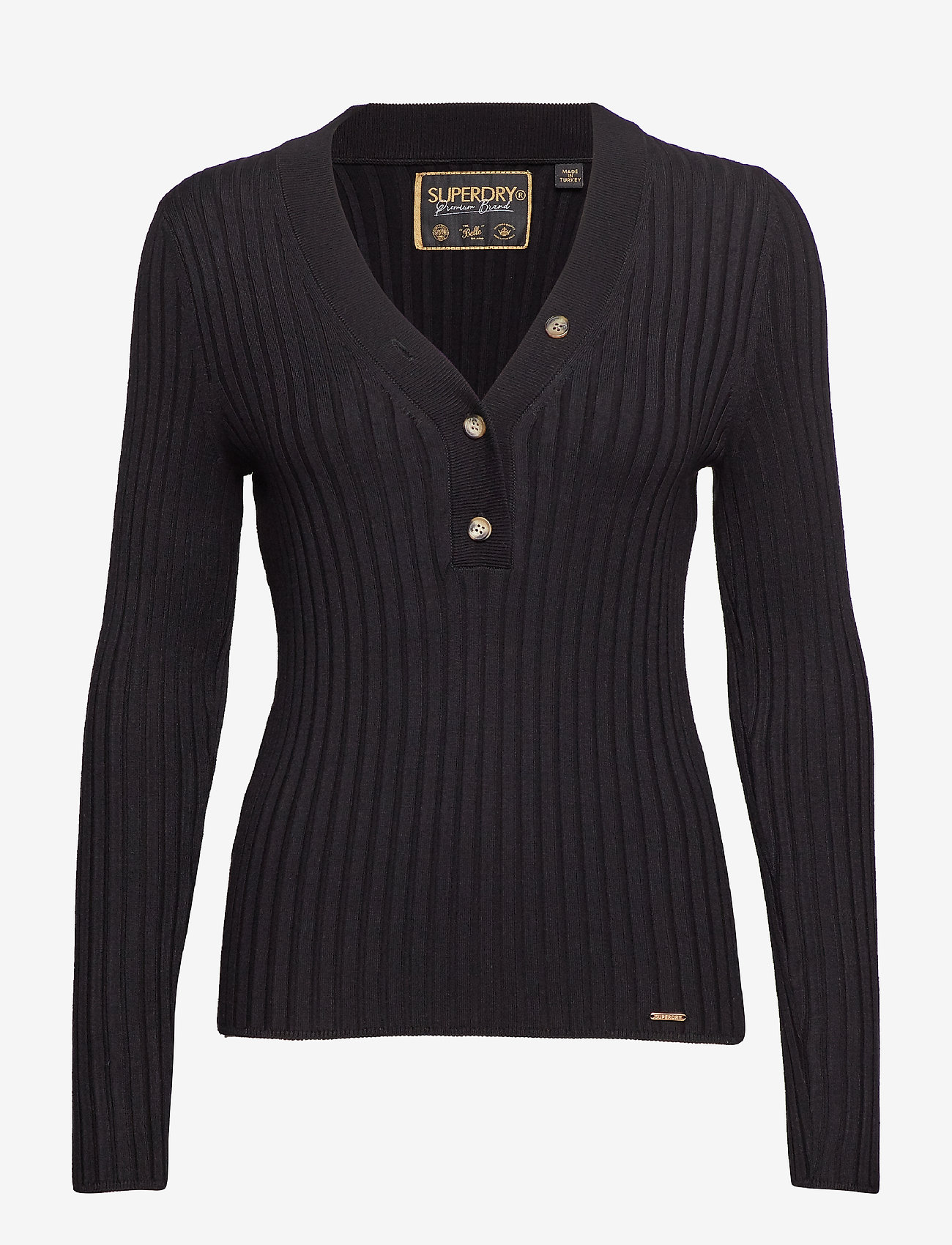 Superdry - LOLA BUTTONED VEE KNIT - black - 0