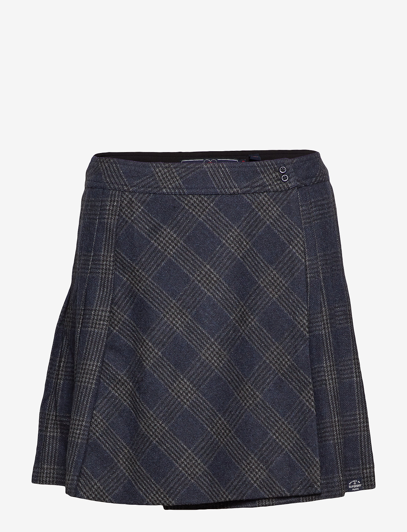 Superdry - JOSIE PLEATED TWEED SKIRT - navy charcoal check - 0