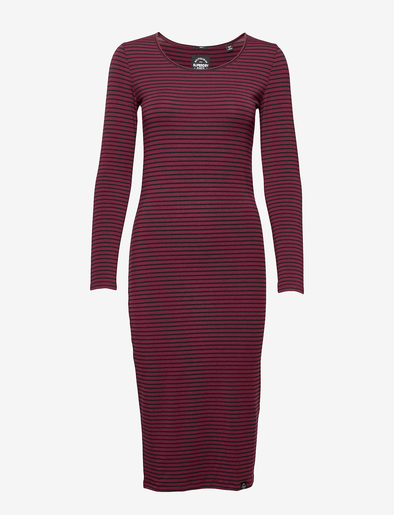 Superdry - MIDI L/S DRESS - black/edgerie burgundy stripe - 0