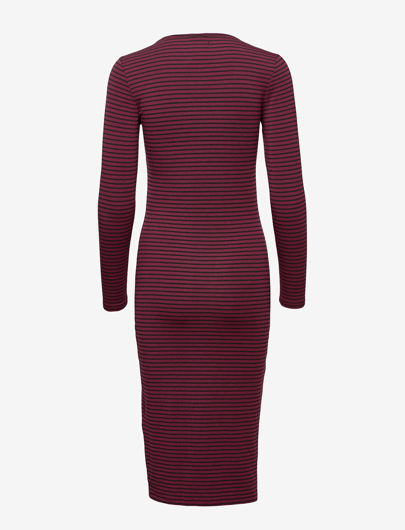 Superdry - MIDI L/S DRESS - black/edgerie burgundy stripe - 1