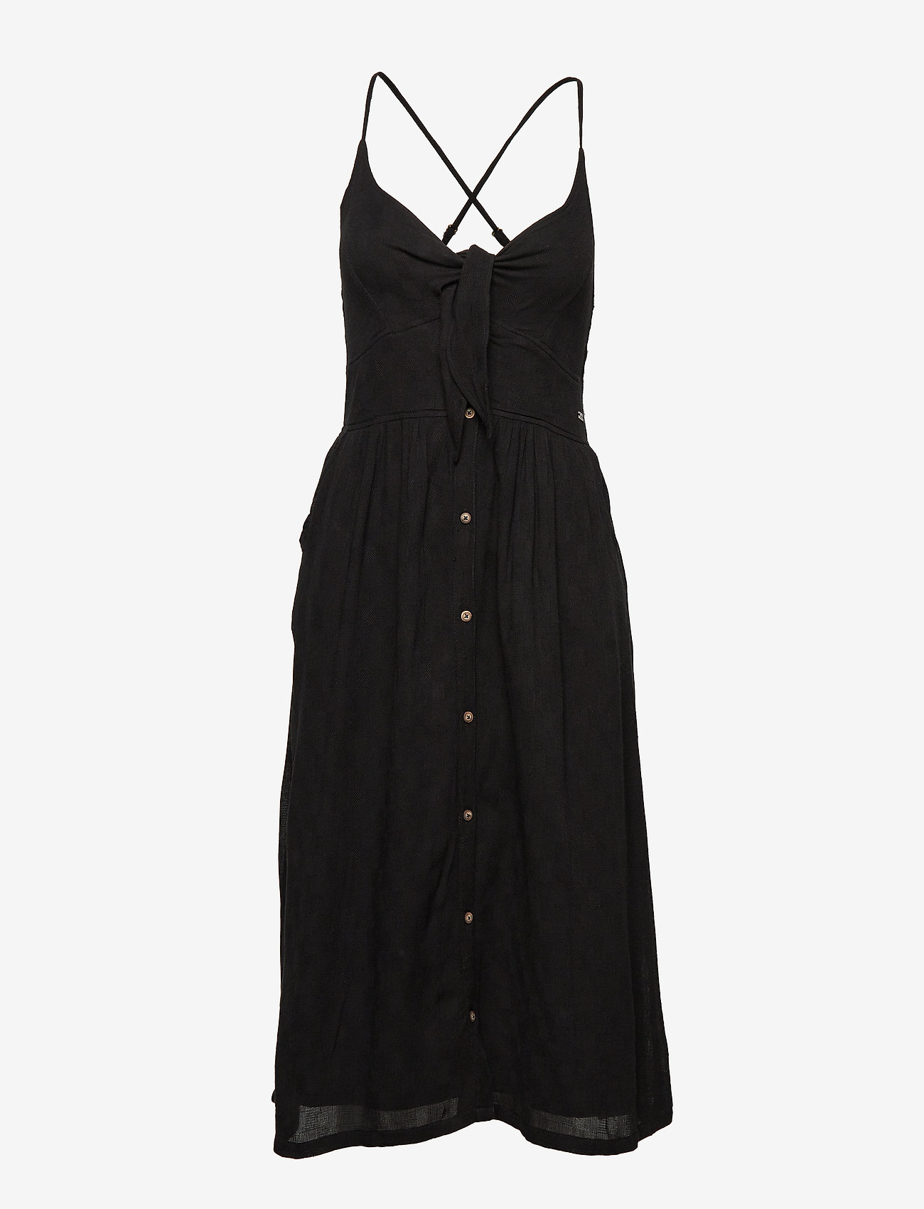 Superdry - JAYDE TIE FRONT MIDI DRESS - black - 0