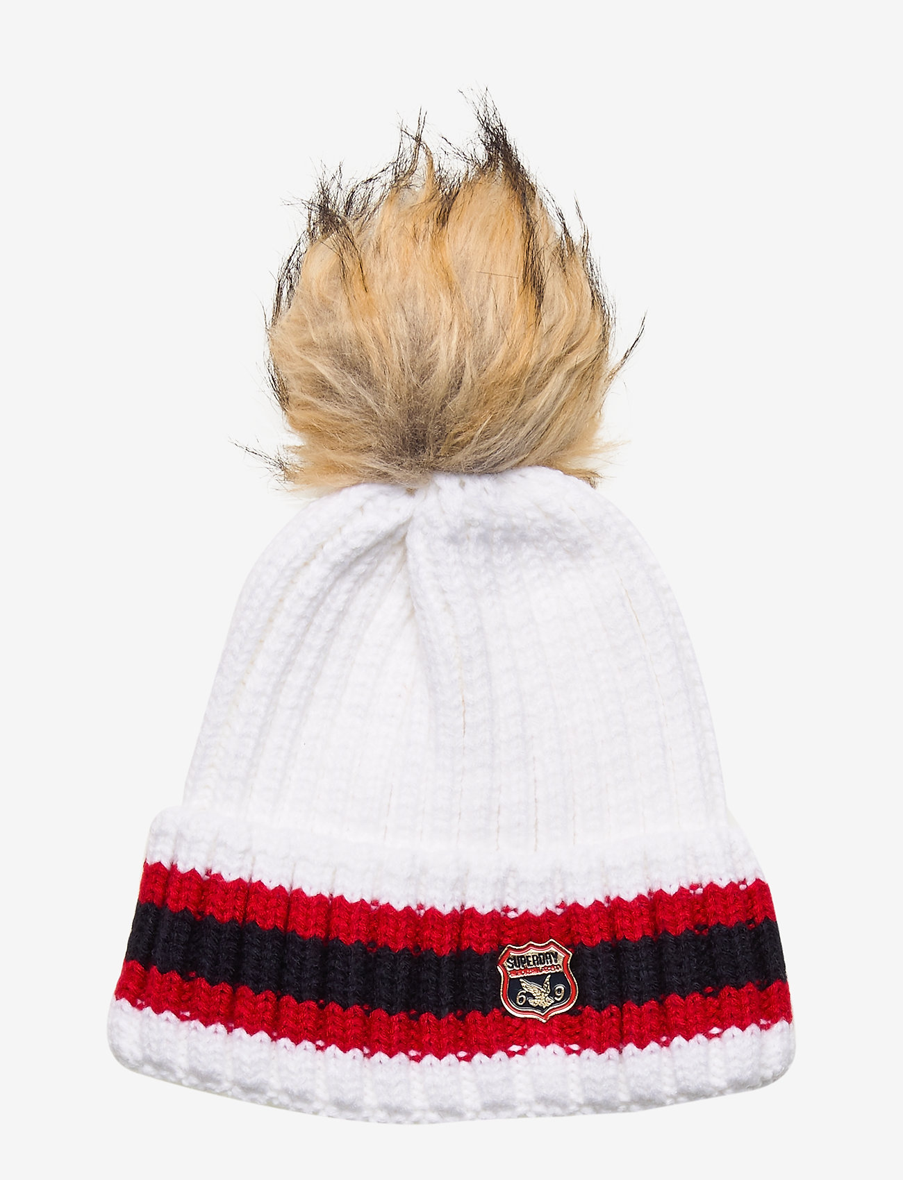 AIMEE STRIPE RIBBED BEANIE - RODEO WHITE