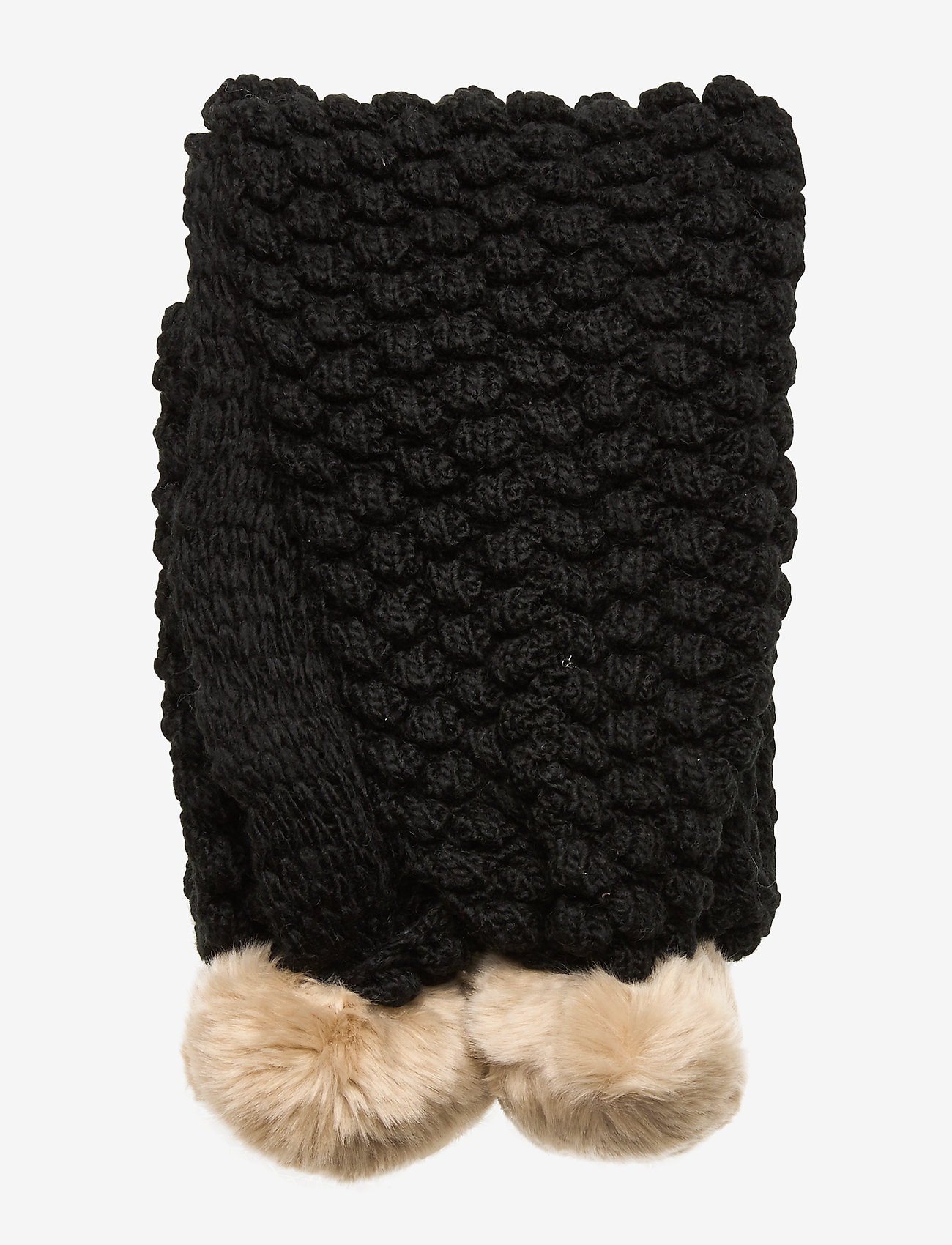 Superdry - BOBBLE STITCH FUR POMPOM SCARF - black - 2