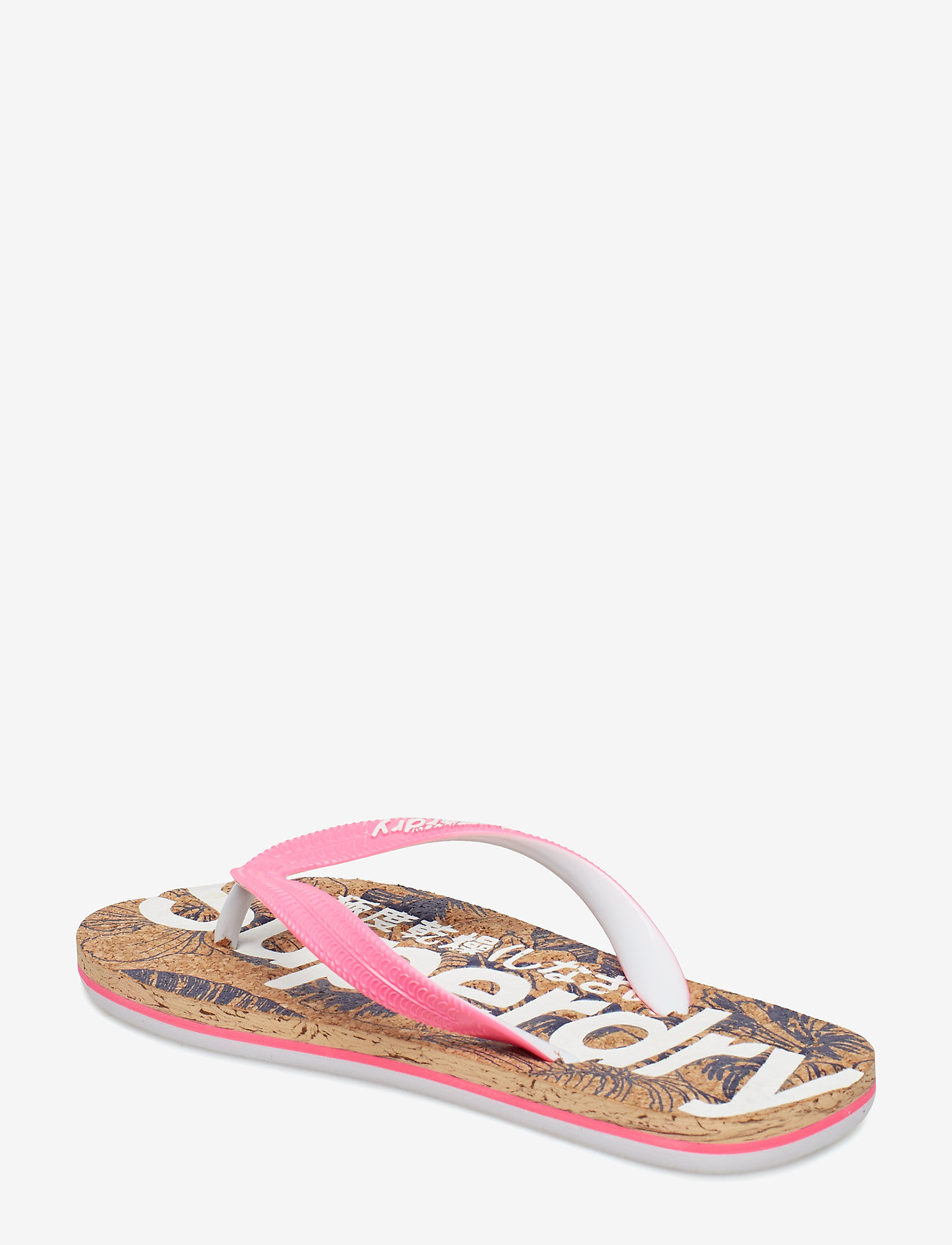 Superdry - PRINTED CORK FLIP FLOP - fluro pink/dark navy hibiscus - 1