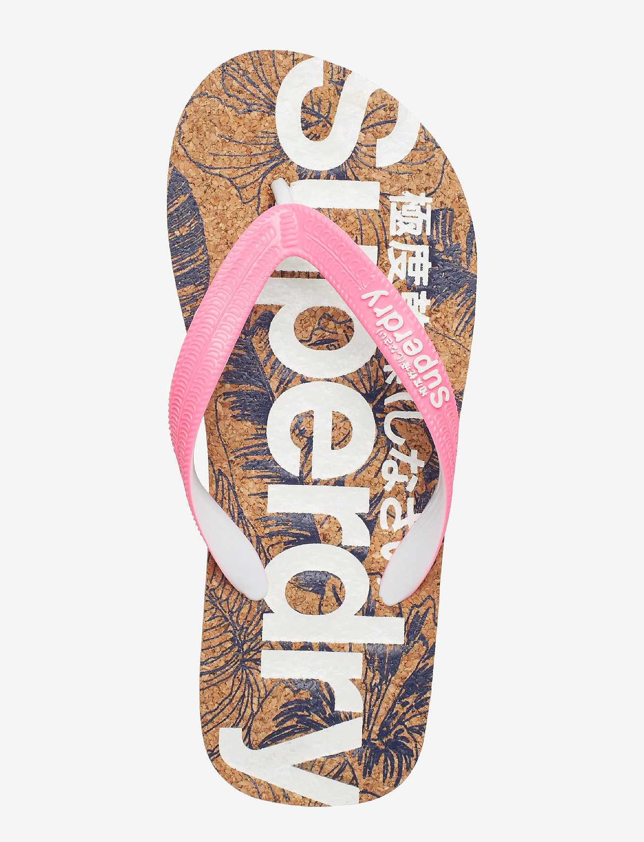 Superdry - PRINTED CORK FLIP FLOP - fluro pink/dark navy hibiscus - 3