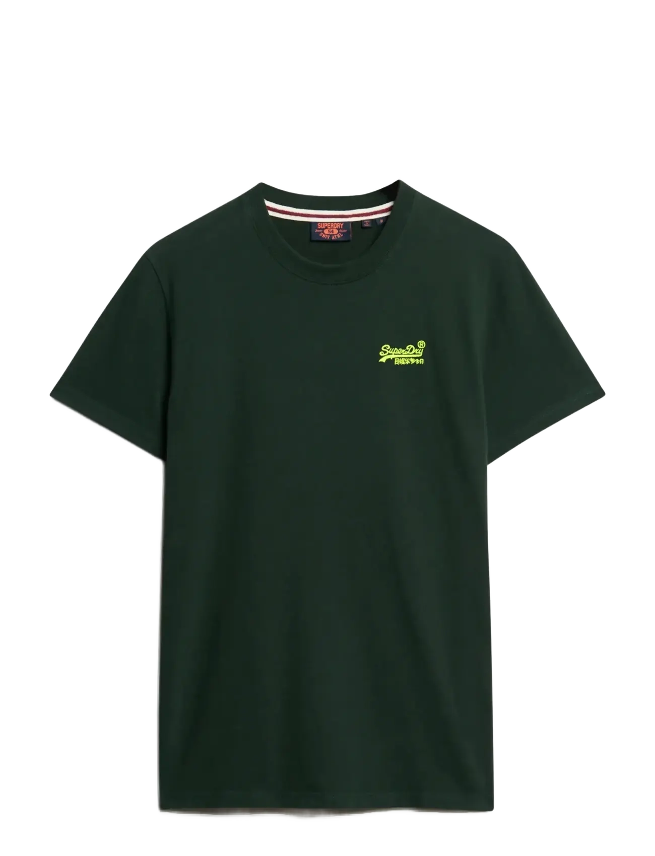 Superdry ESSENTIAL LOGO EMB TEE - Riided - FOREST GREEN/FLURO YELLOW / green