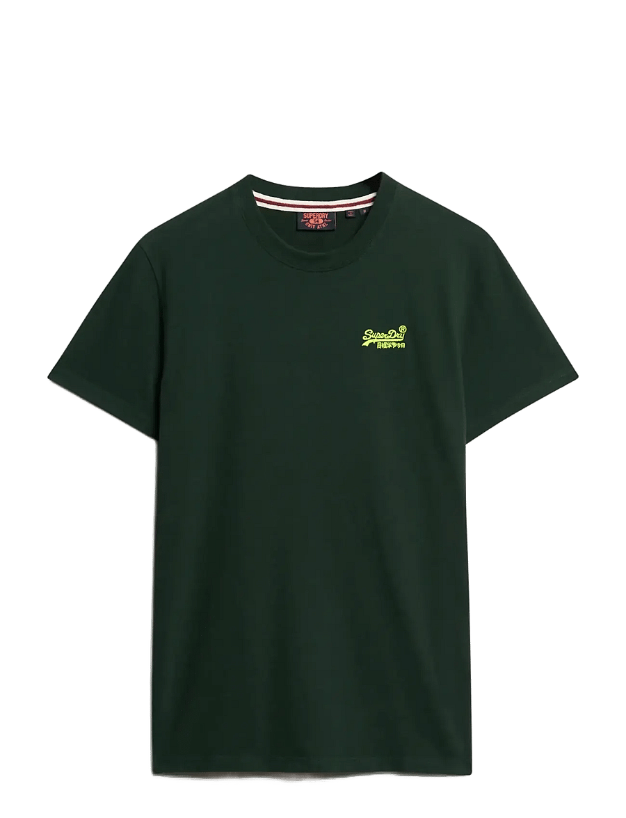 Superdry - VINTAGE LOGO EMB TEE - short-sleeved t-shirts - forest green/fluro yellow - 1