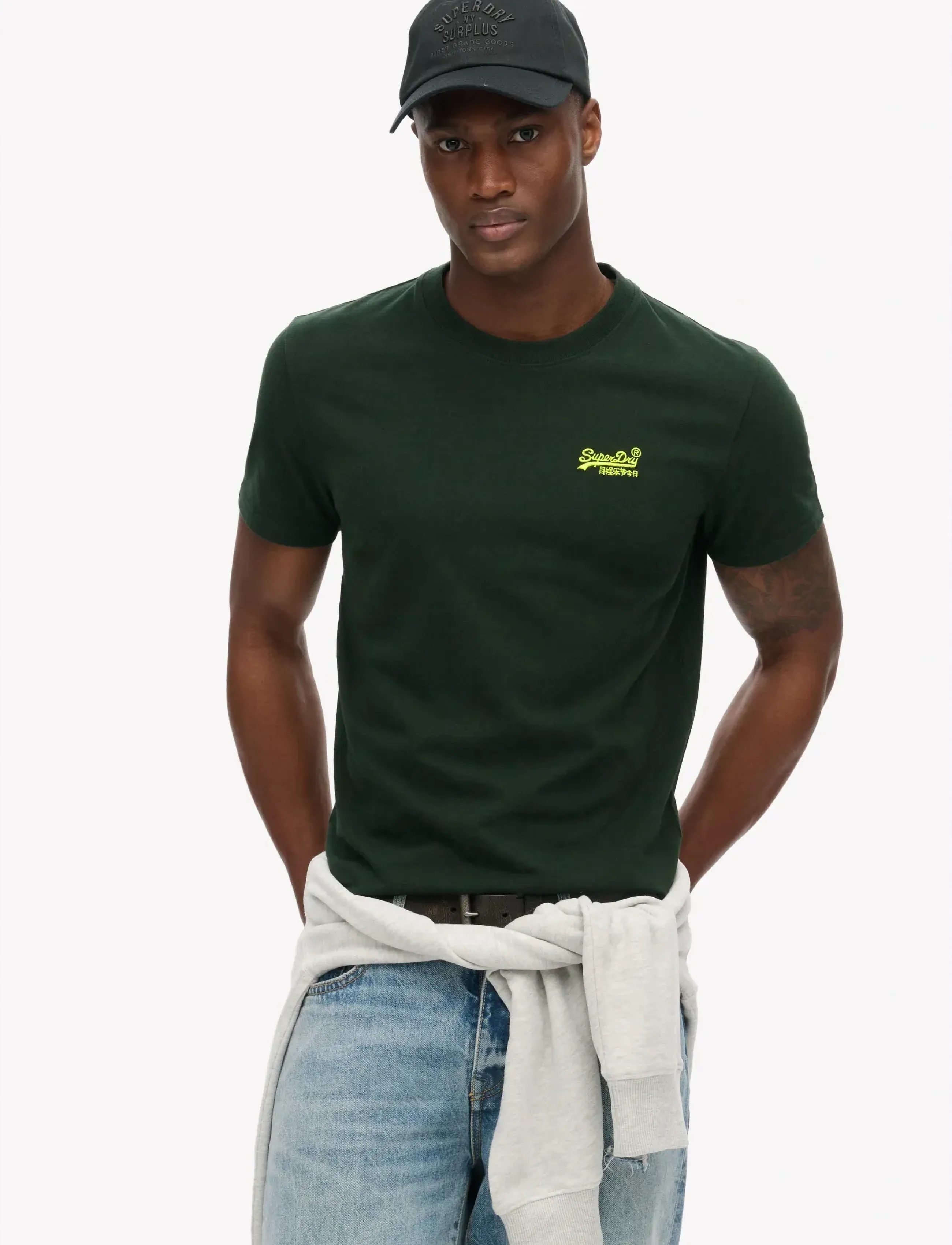 Superdry Essential Logo Emb Tee, XXL, T-shirts, Grün - Short-sleeved, Männerswear