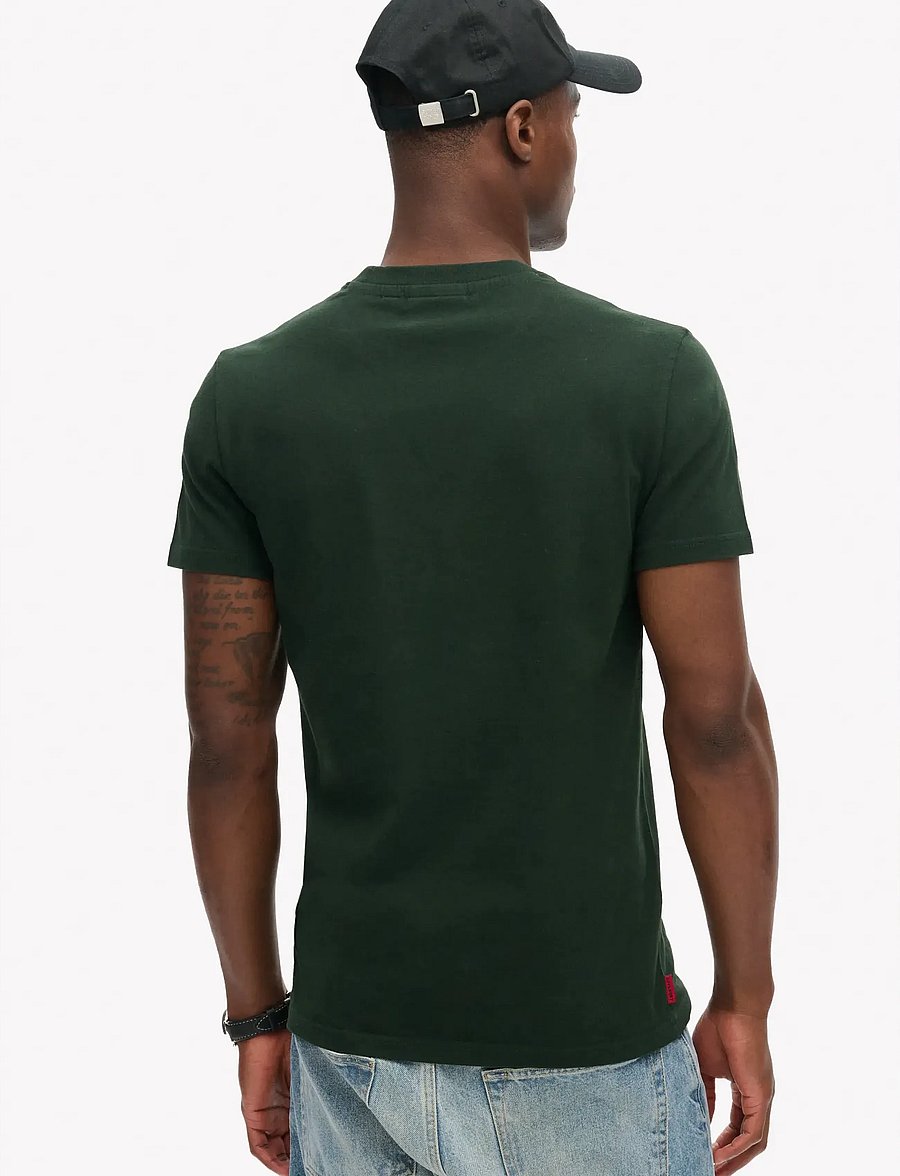 Superdry - VINTAGE LOGO EMB TEE - short-sleeved t-shirts - forest green/fluro yellow - 4
