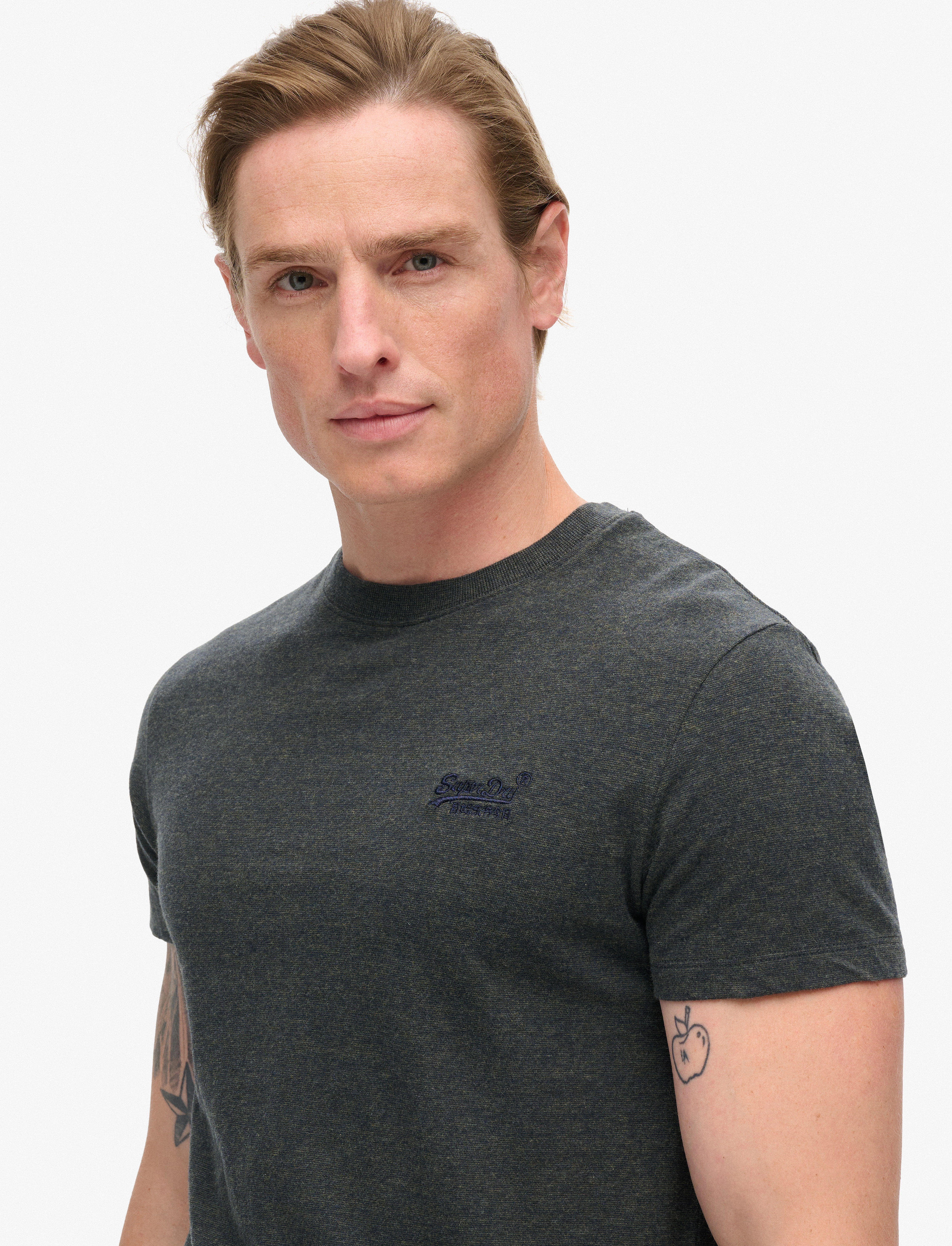 Superdry - VINTAGE LOGO EMB TEE - die niedrigsten preise - eclipse navy/olive feeder - 3