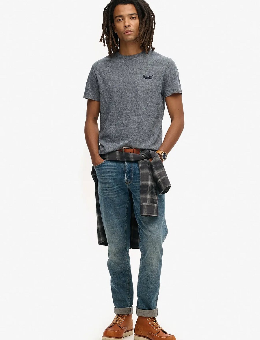 Superdry - VINTAGE LOGO EMB TEE - short-sleeved t-shirts - eclipse navy/grey marl feeder - 4