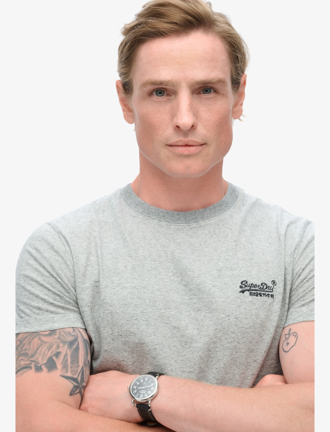 Superdry - VINTAGE LOGO EMB TEE - laveste priser - light grey grindle feeder - 3