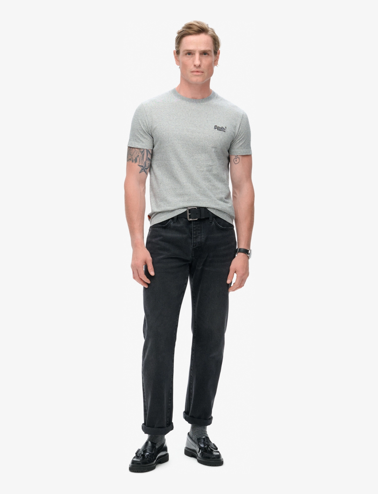 Superdry - VINTAGE LOGO EMB TEE - laveste priser - light grey grindle feeder - 4