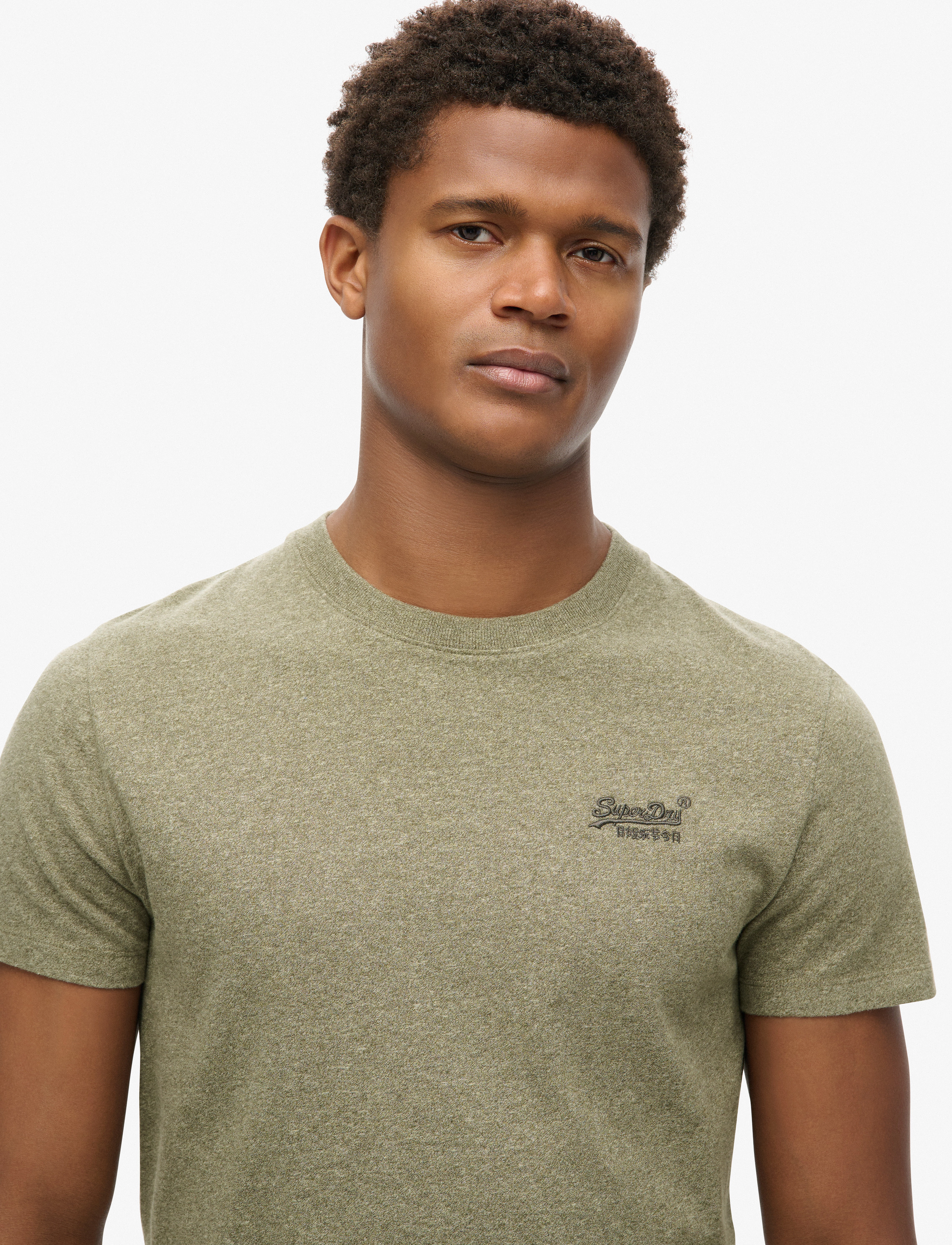 Superdry - VINTAGE LOGO EMB TEE - laveste priser - ash olive marl - 4