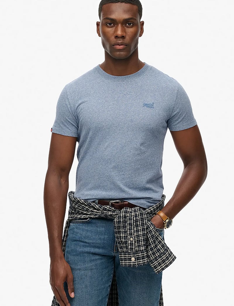 Superdry - VINTAGE LOGO EMB TEE - kortærmede t-shirts - bay blue marl - 0