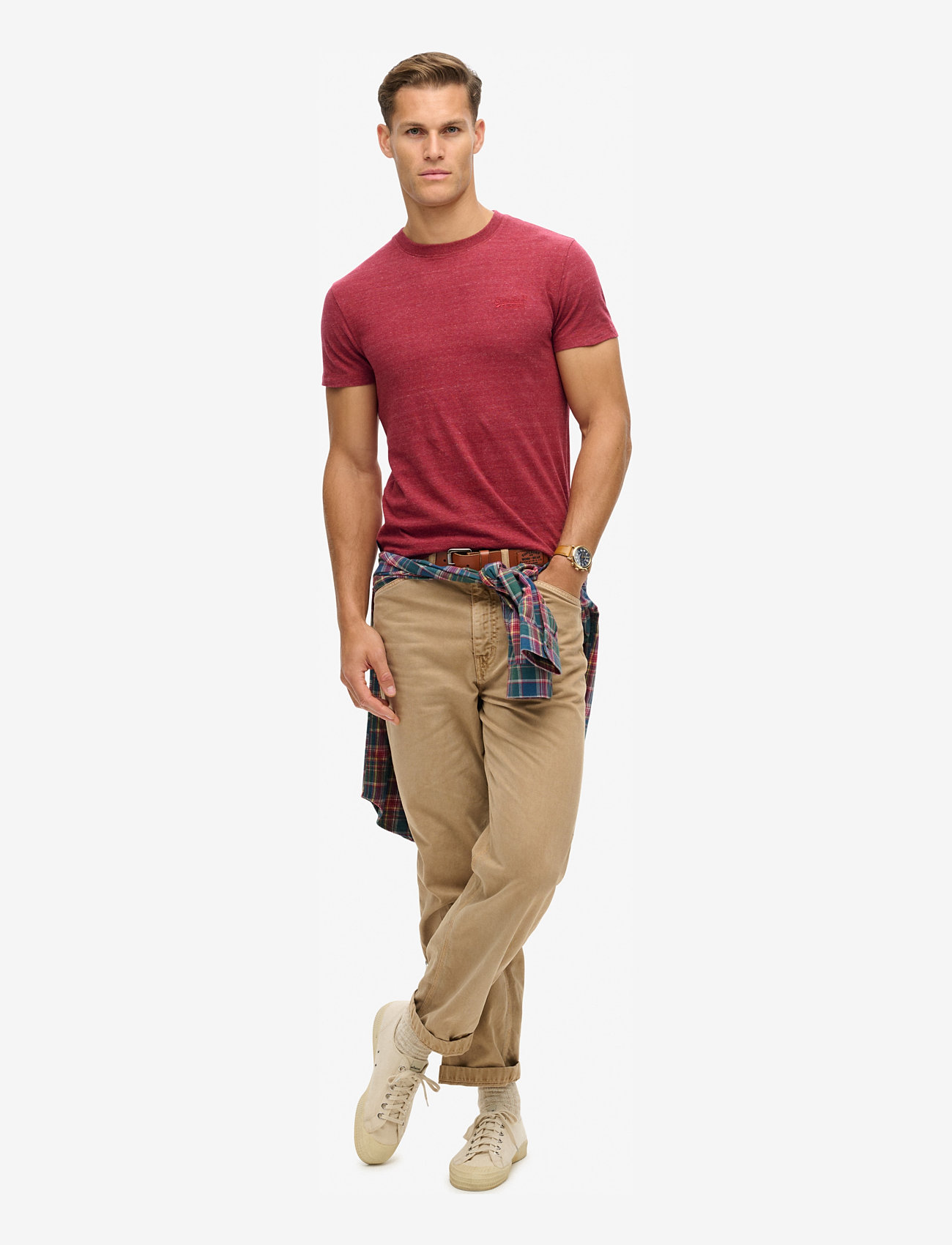 Superdry - VINTAGE LOGO EMB TEE - die niedrigsten preise - berry red marl - 5