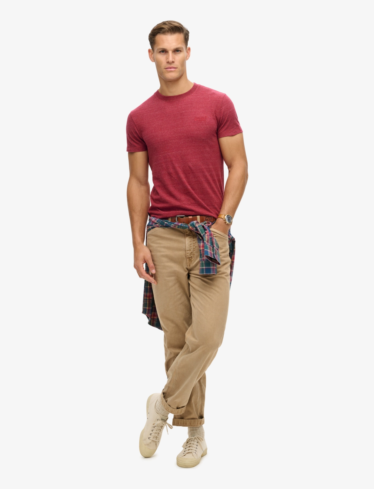 Superdry - VINTAGE LOGO EMB TEE - die niedrigsten preise - berry red marl - 5