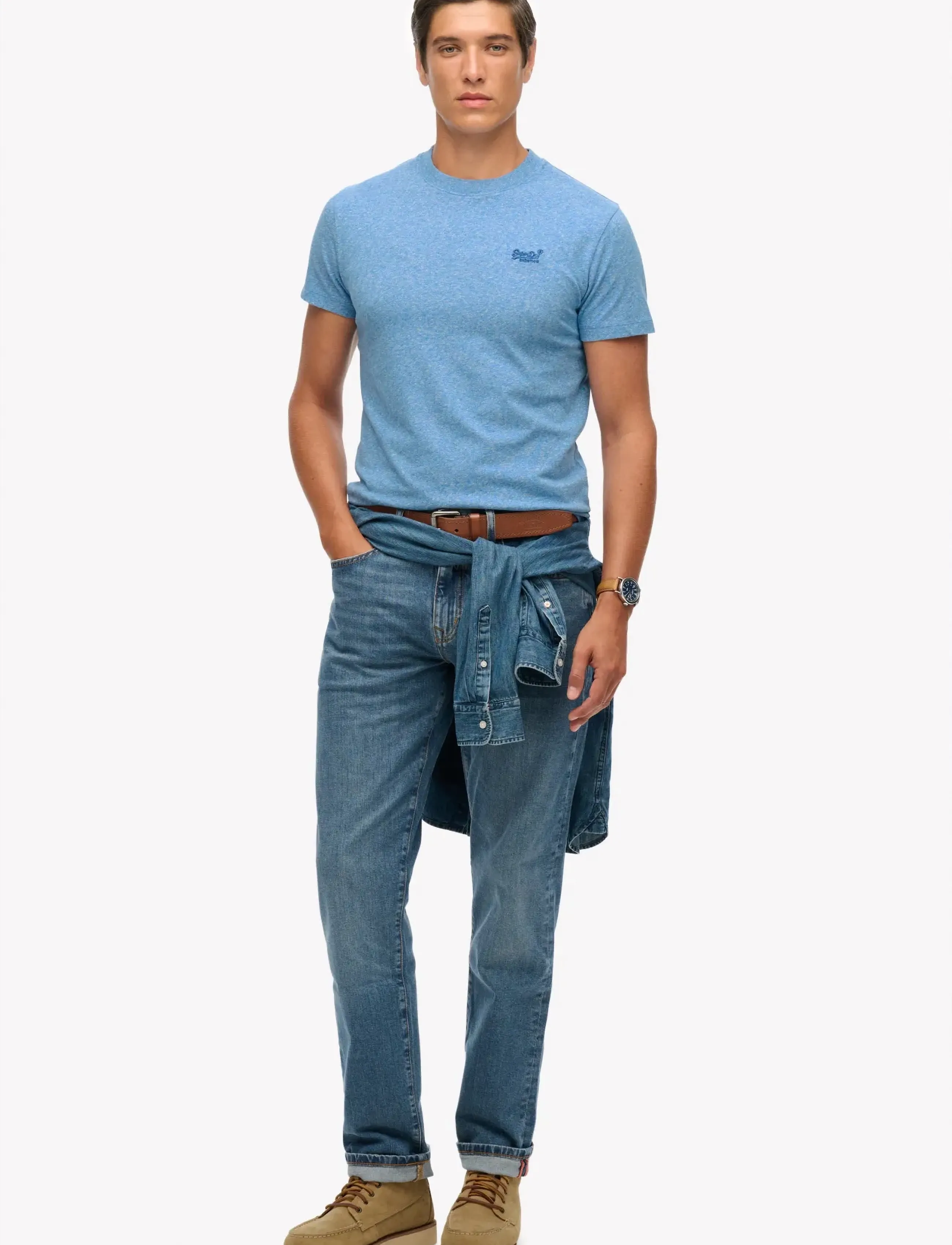 Superdry - VINTAGE LOGO EMB TEE - laveste priser - bright blue grit - 4