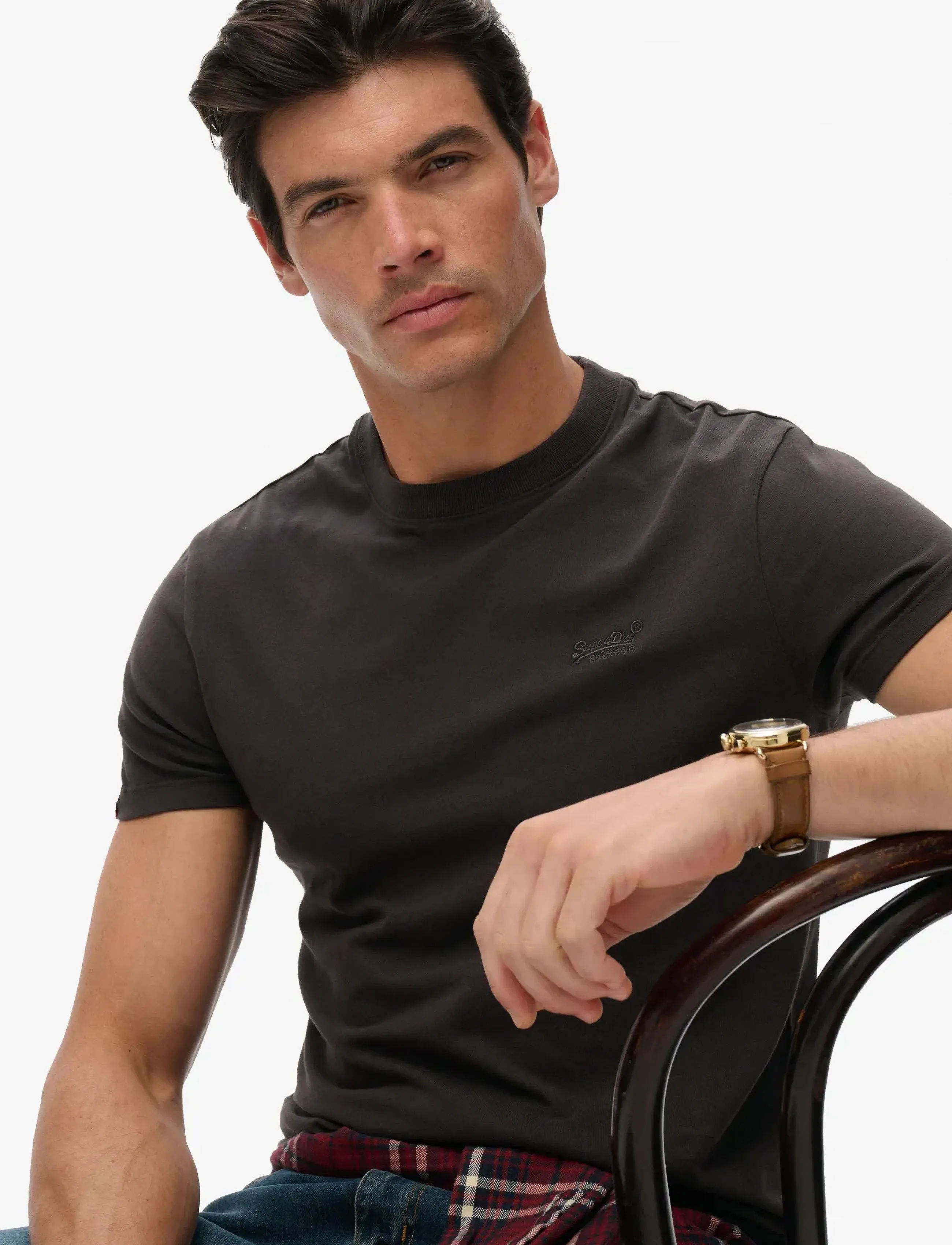 Superdry - VINTAGE LOGO EMB TEE - laveste priser - carbon black - 4