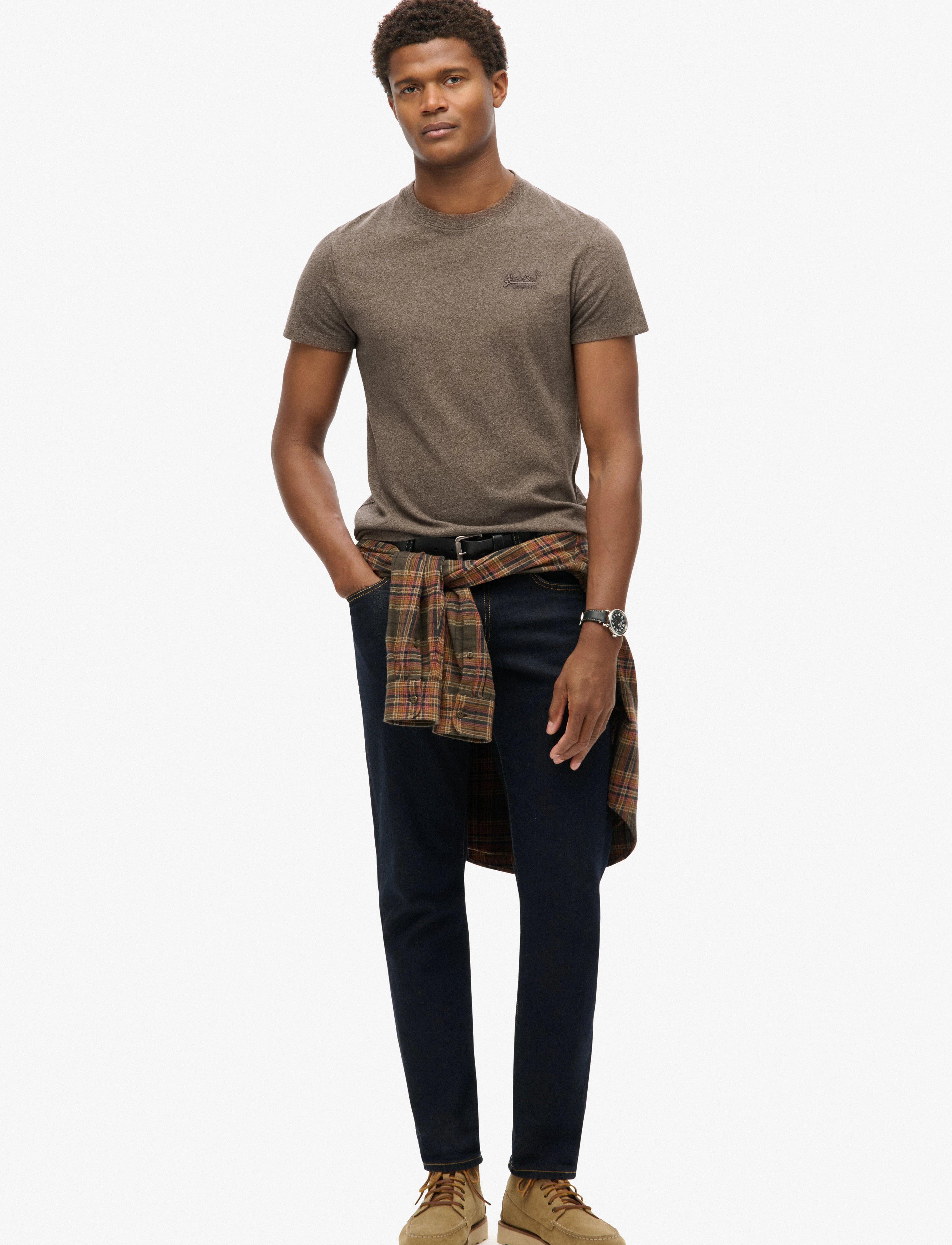 Superdry - VINTAGE LOGO EMB TEE - die niedrigsten preise - cocoa brown marl - 3