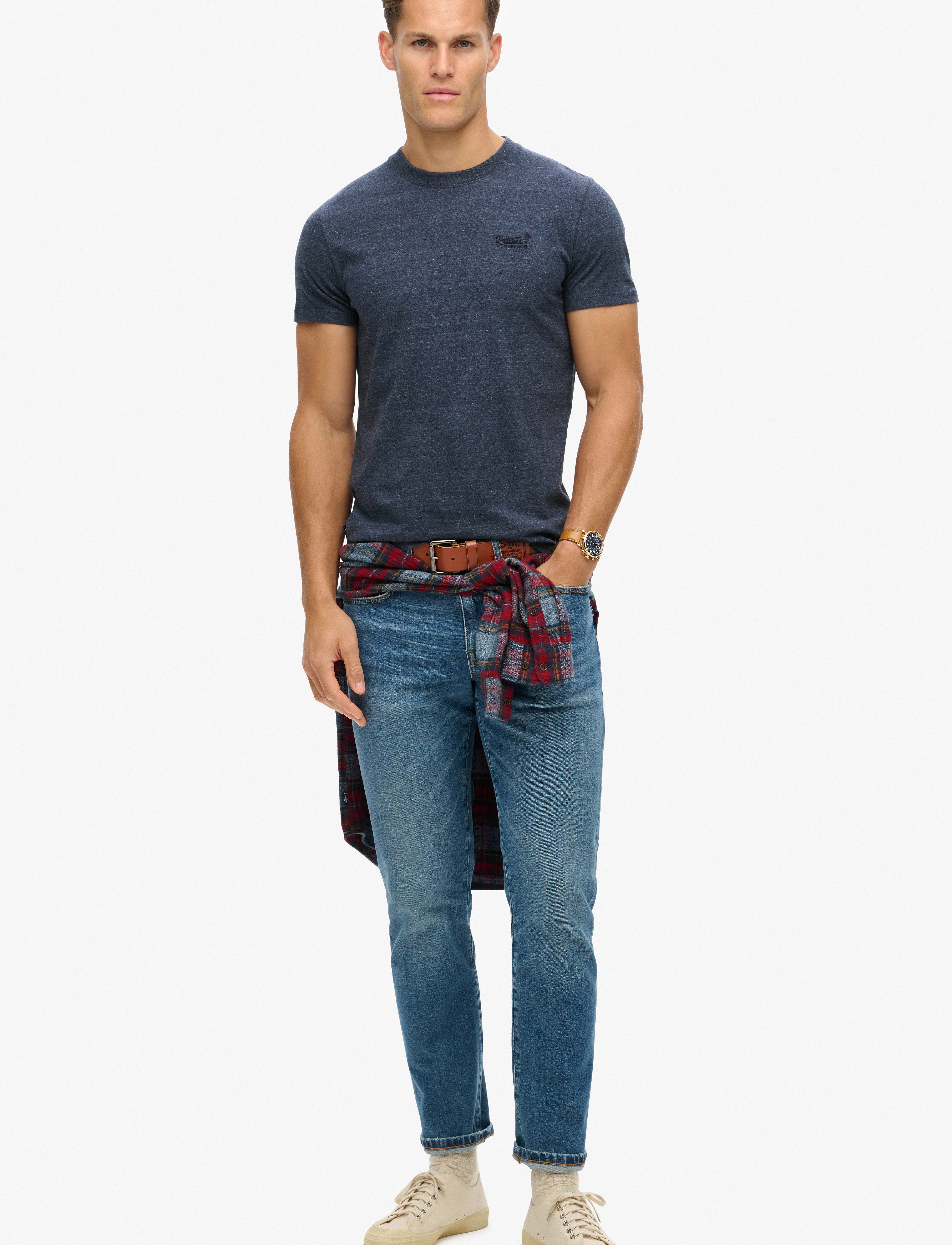 Superdry - VINTAGE LOGO EMB TEE - madalaimad hinnad - dark indigo blue marl - 3