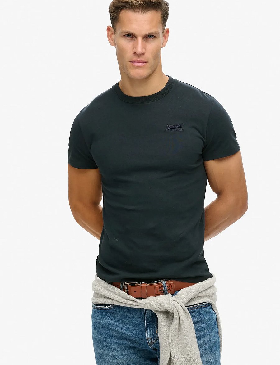 Superdry - VINTAGE LOGO EMB TEE - short-sleeved t-shirts - eclipse navy - 0