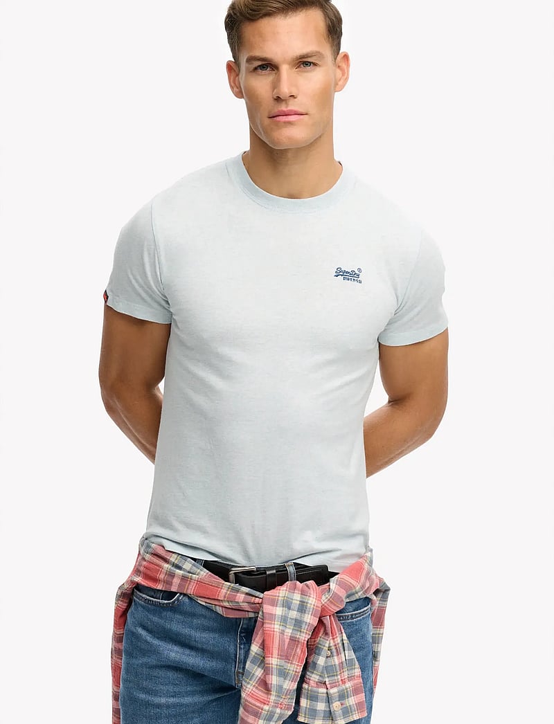 Superdry - ESSENTIAL LOGO EMB TEE - short-sleeved t-shirts - icy blue marl/navy - 0