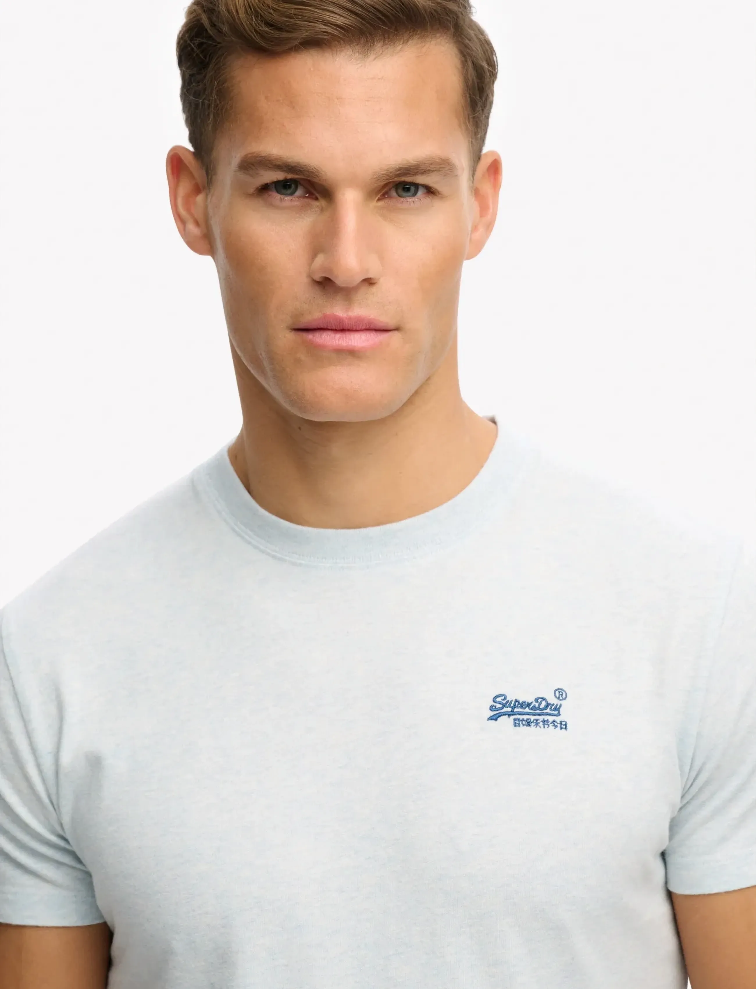 Superdry - VINTAGE LOGO EMB TEE - short-sleeved t-shirts - icy blue marl/navy - 3