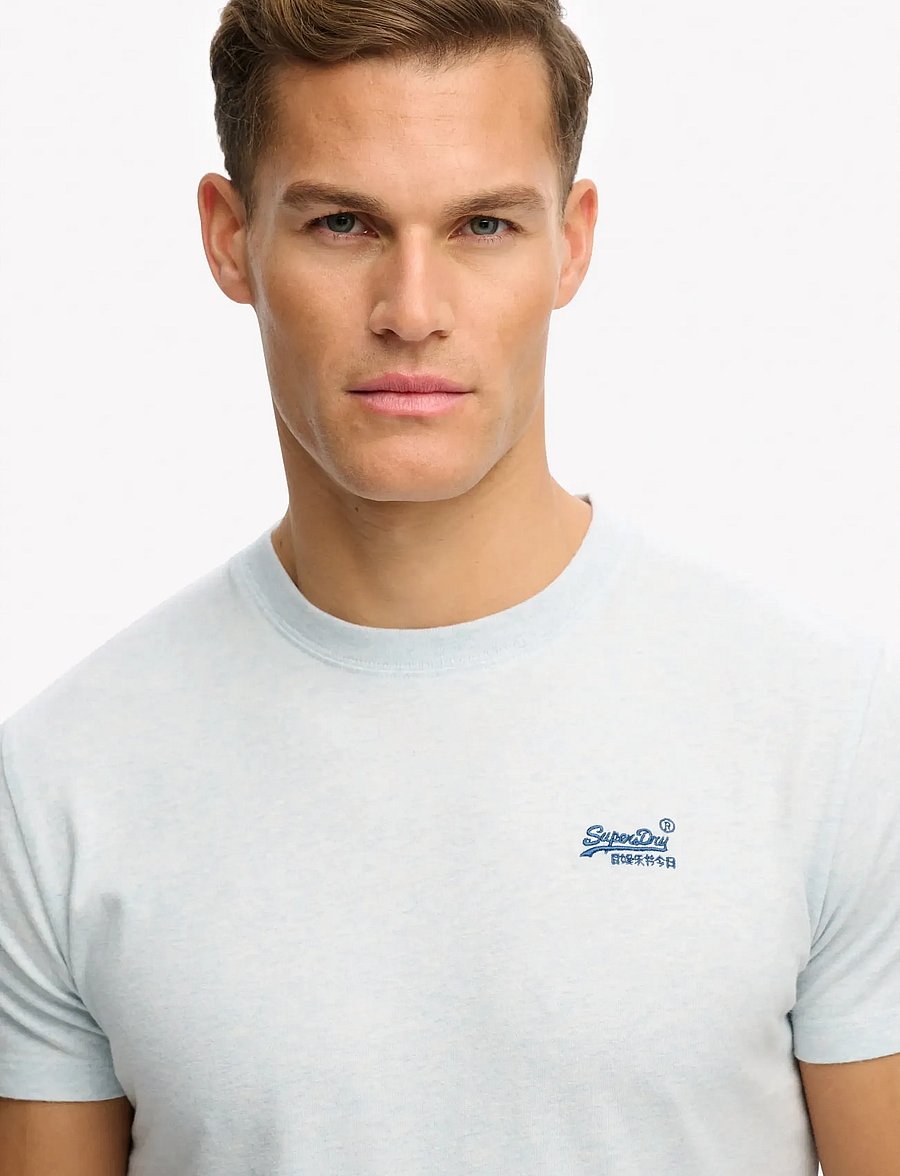 Superdry - VINTAGE LOGO EMB TEE - short-sleeved t-shirts - icy blue marl/navy - 3