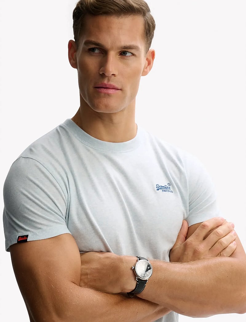 Superdry - ESSENTIAL LOGO EMB TEE - short-sleeved t-shirts - icy blue marl/navy - 4