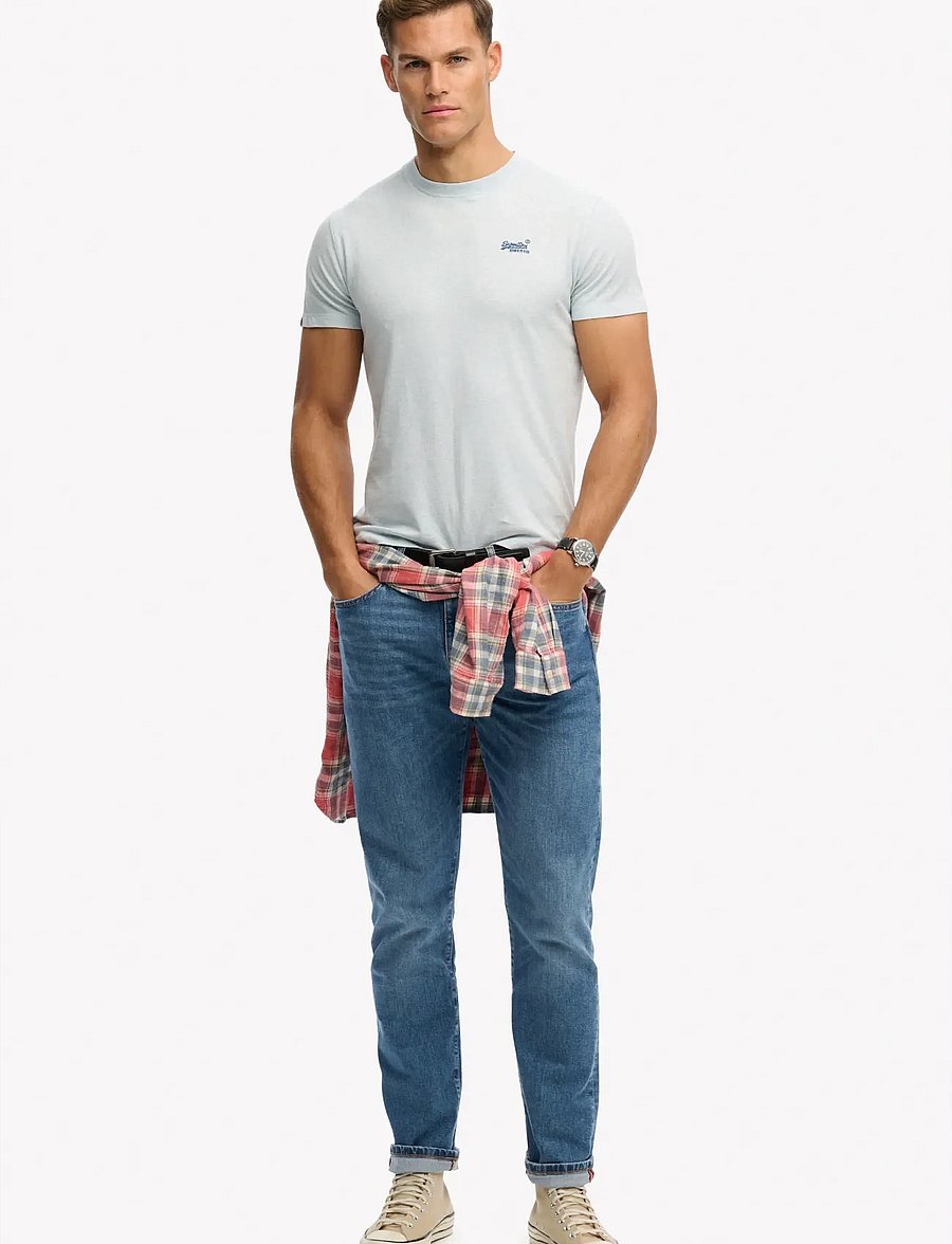 Superdry - VINTAGE LOGO EMB TEE - short-sleeved t-shirts - icy blue marl/navy - 5