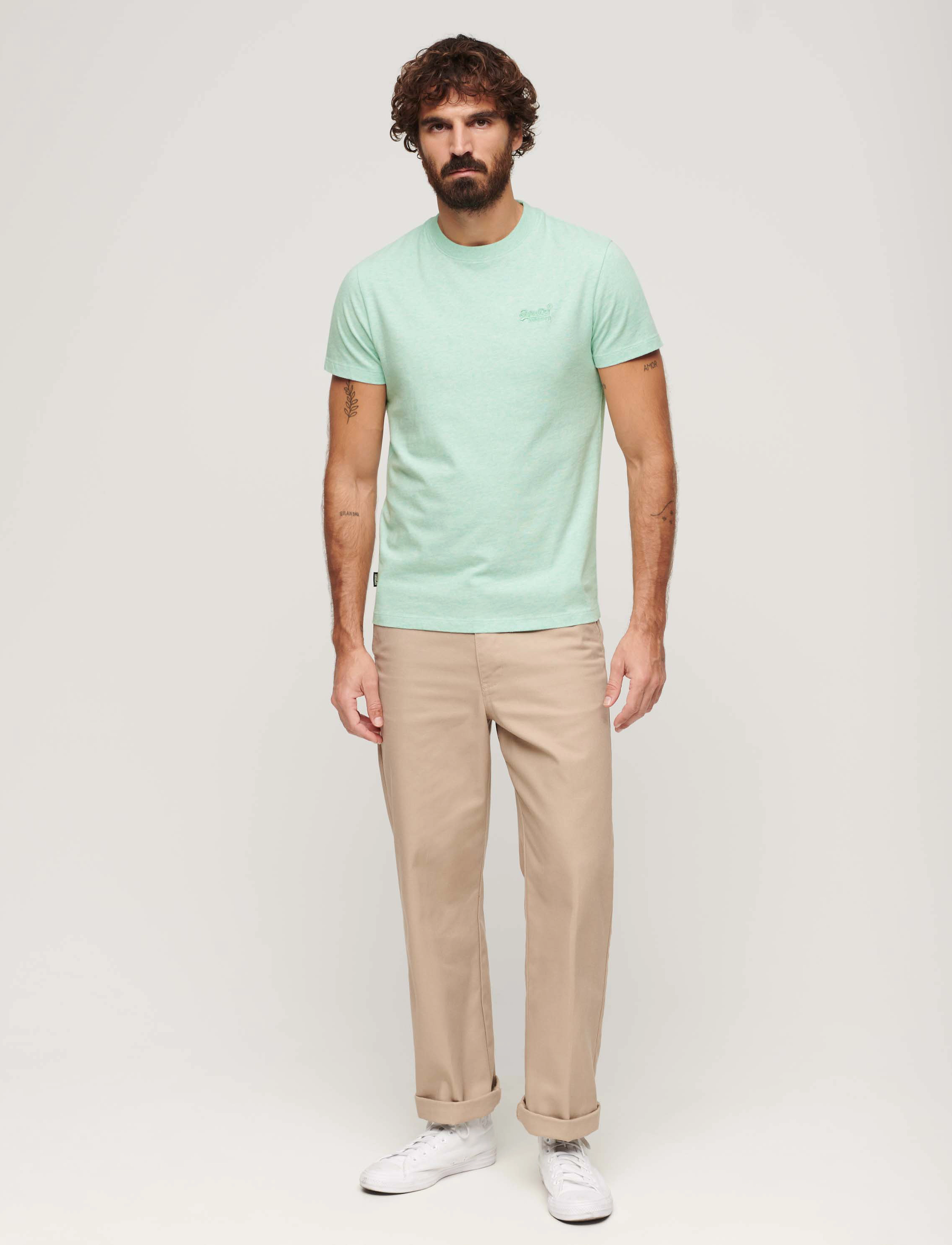 Superdry - VINTAGE LOGO EMB TEE - die niedrigsten preise - light mint green marl - 3
