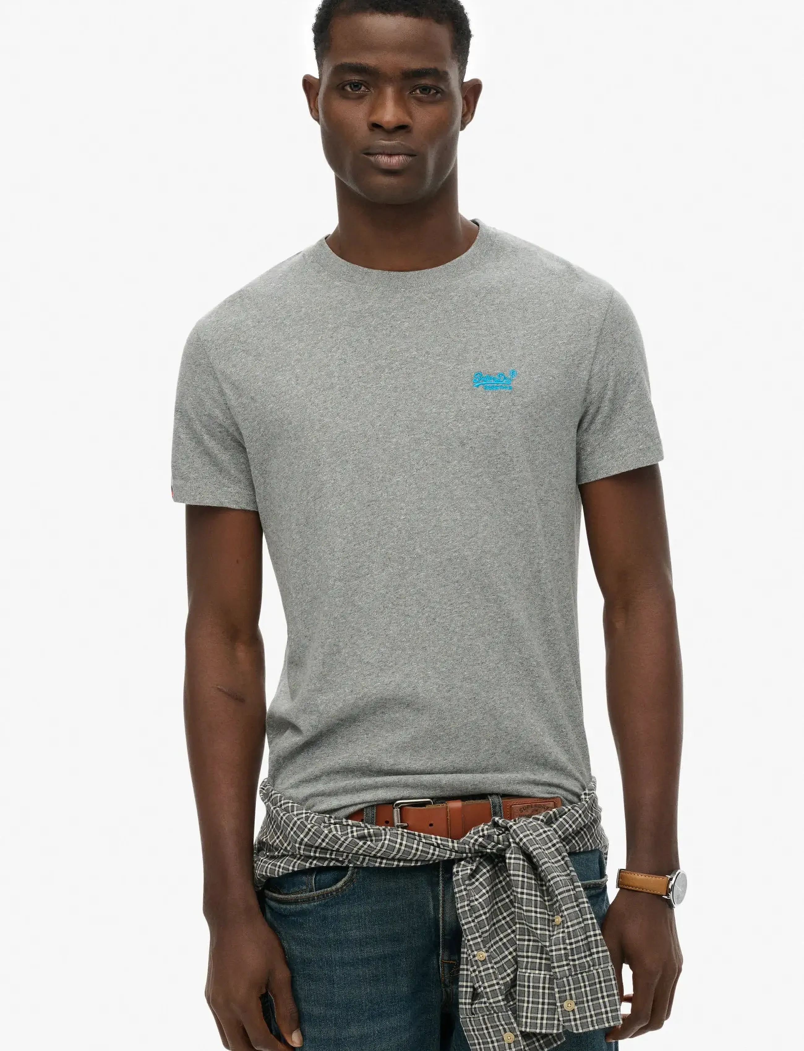 Superdry VINTAGE LOGO EMB TEE - T-shirts - NOOS GREY MARL/BLUE / grey