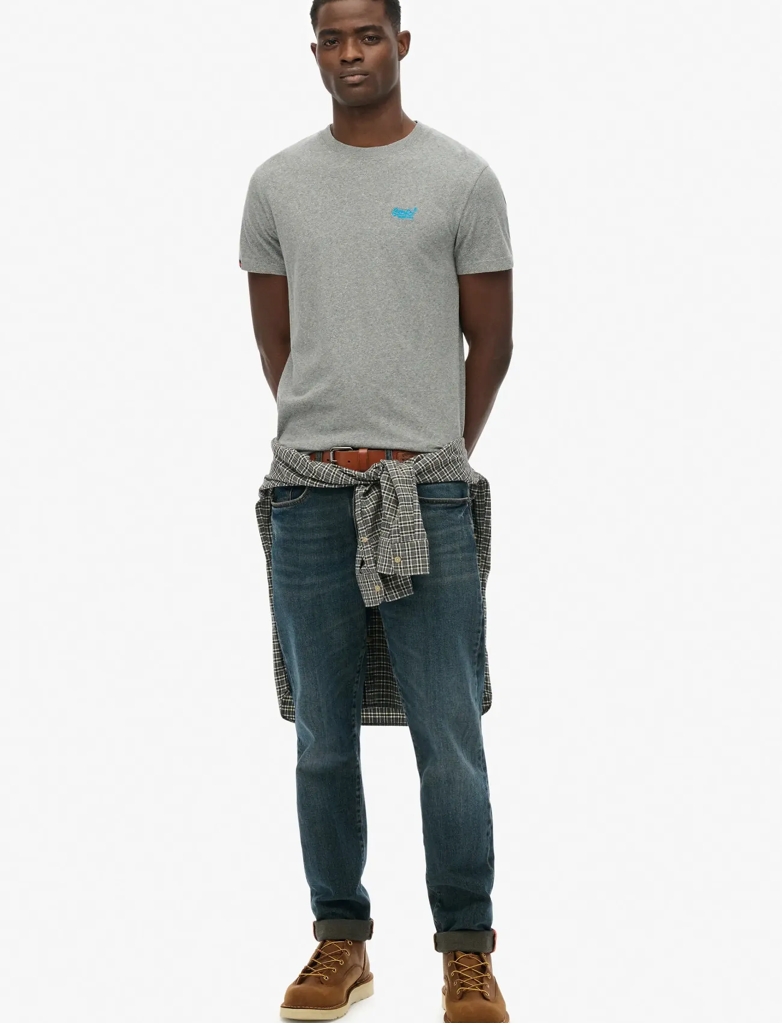 Superdry - VINTAGE LOGO EMB TEE - kortærmede t-shirts - noos grey marl/blue - 5