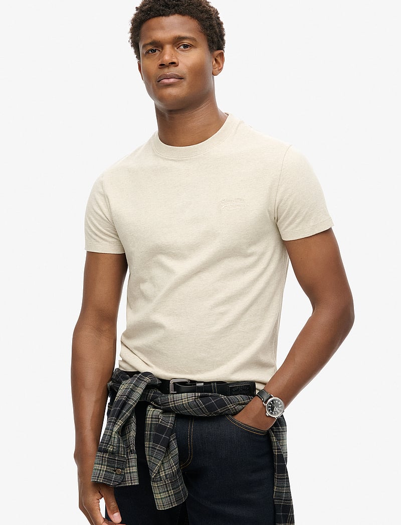 Superdry - ESSENTIAL LOGO EMB TEE - kurzärmelig - oat cream marl - 0