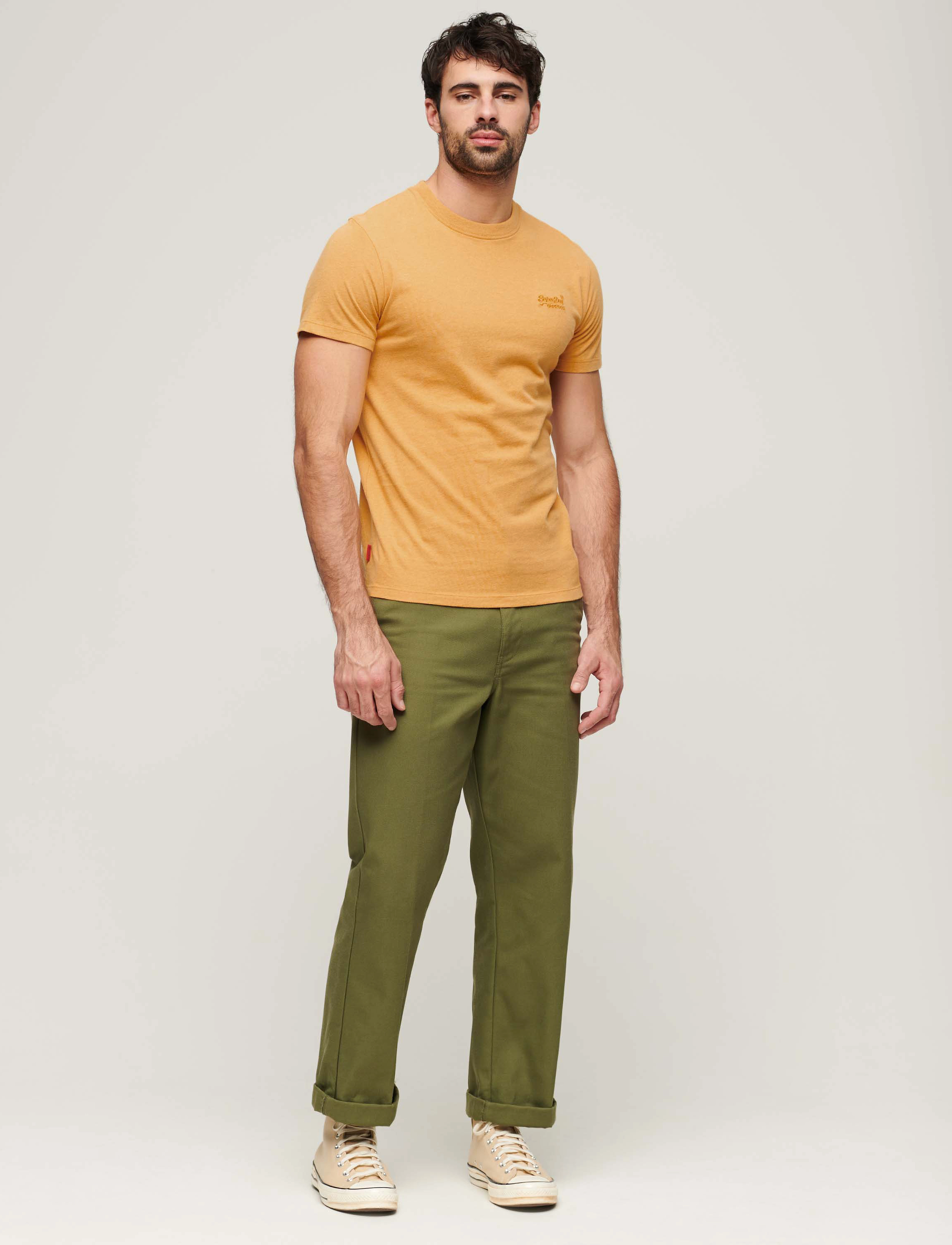Superdry - VINTAGE LOGO EMB TEE - die niedrigsten preise - ochre yellow marl - 3