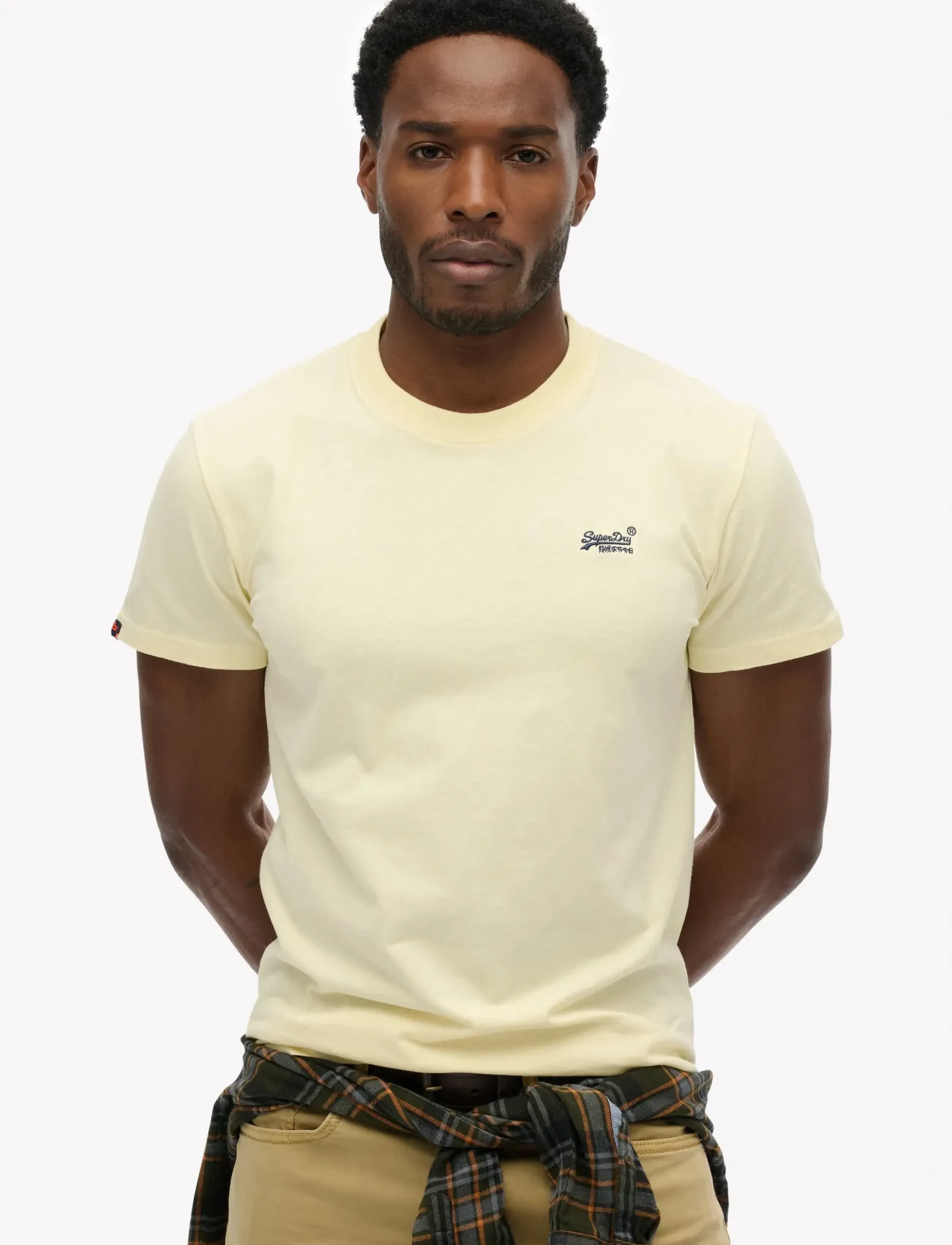Superdry ESSENTIAL LOGO EMB TEE - T-shirts - PASTEL YELLOW/NAVY / yellow