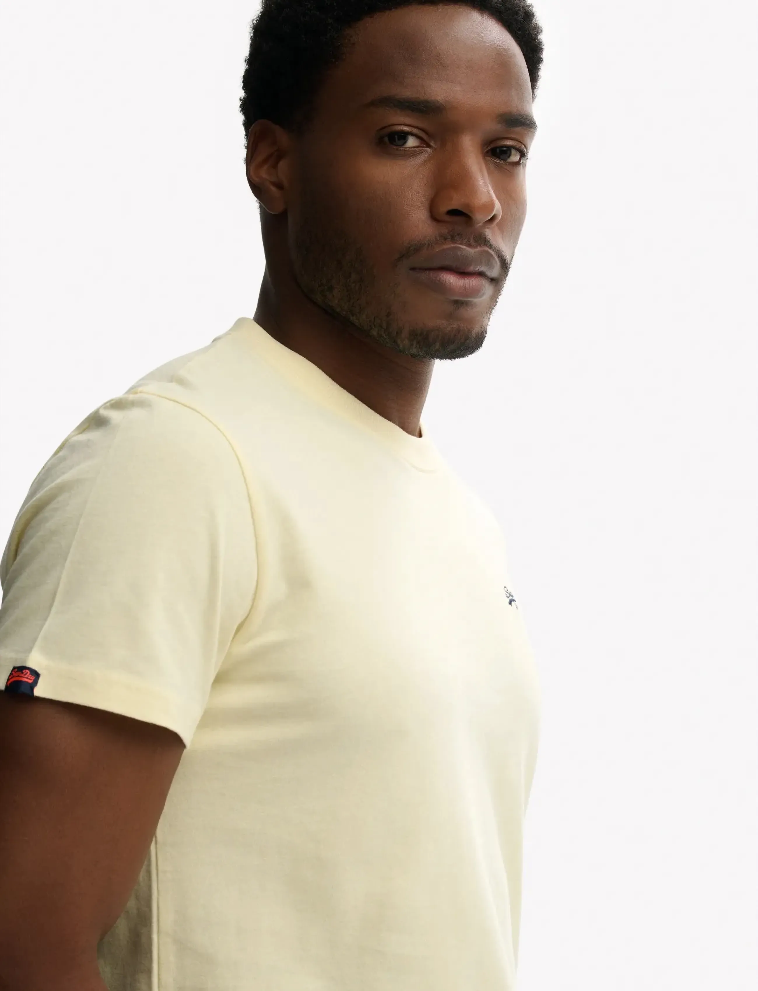 Superdry - VINTAGE LOGO EMB TEE - short-sleeved t-shirts - pastel yellow/navy - 4