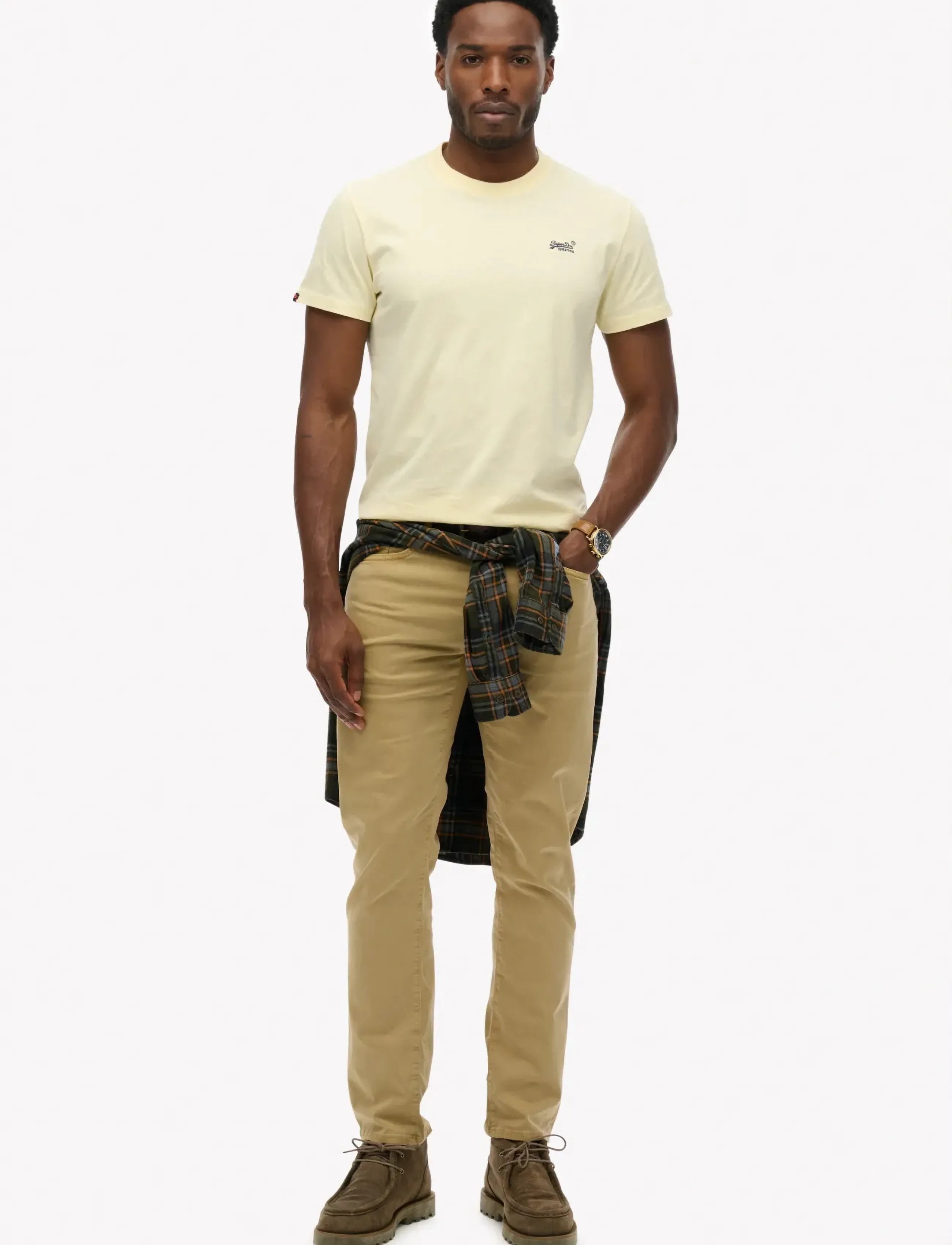 Superdry - ESSENTIAL LOGO EMB TEE - lägsta priserna - pastel yellow/navy - 5