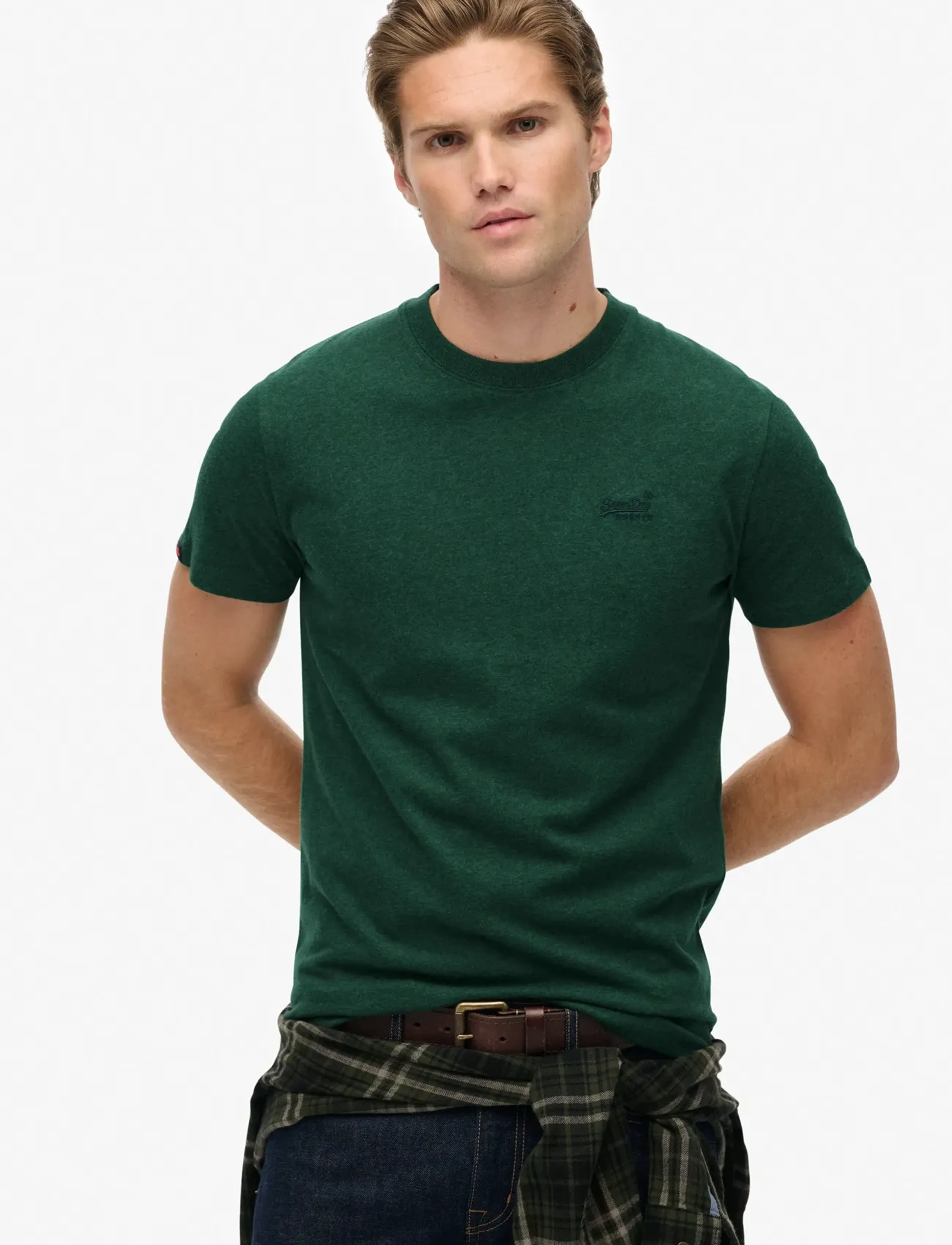 Superdry - VINTAGE LOGO EMB TEE - short-sleeved t-shirts - pitch green marl - 2