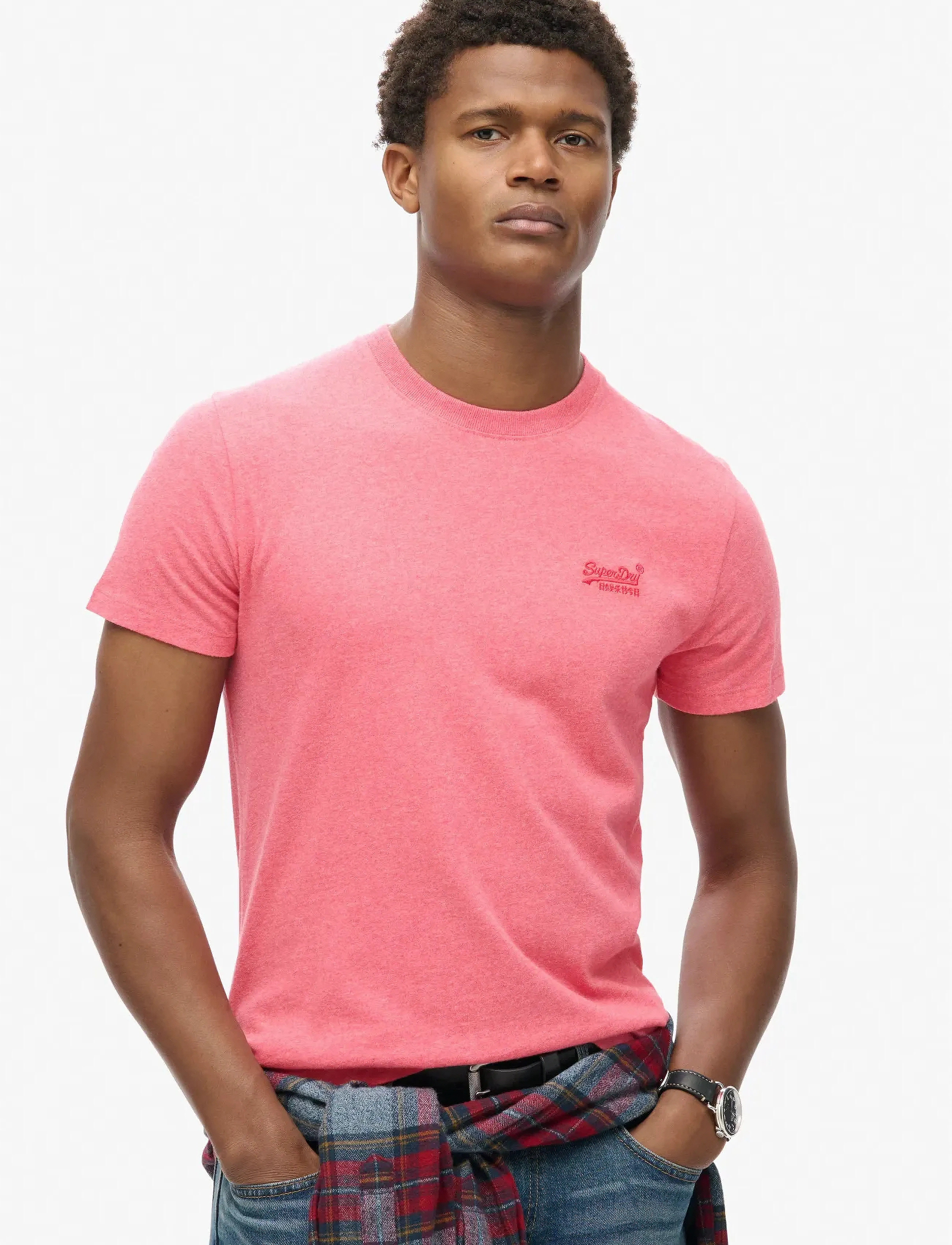 Superdry Essential Logo Emb Tee, 3XL, T-shirts, Rosa - Short-sleeved, Männerswear